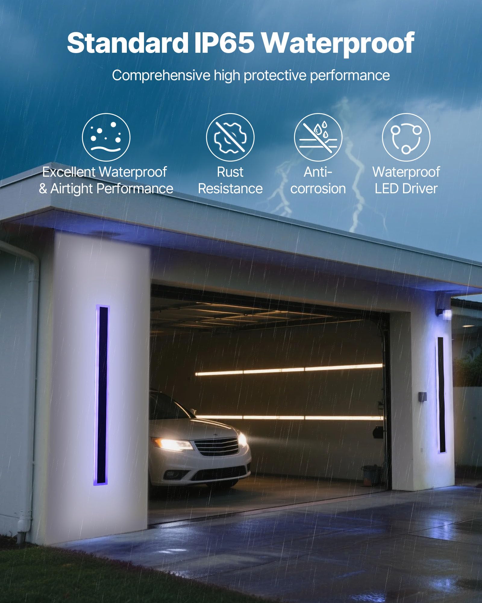 VEVOR Outdoor Wall Lights, 2 Pack, 39.4 Inch Long RGB Modern Exterior Wall Sconce Light Fixtures, 2700K-6000K, IP65 Waterproof A