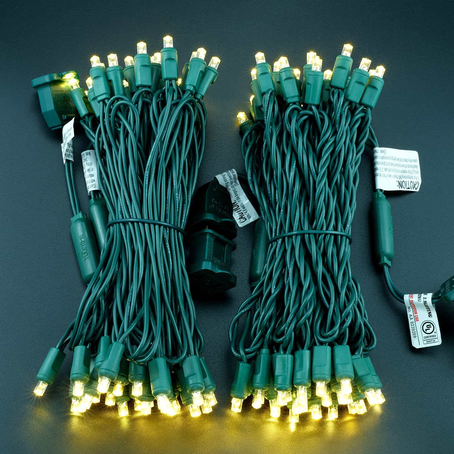 Yuletime Warm White 5Mm Led Christmas Lights, 50 Ft 100 Count 6'' Spacing One-Piece High Waterproof Wide Angle Ul Certified Stri