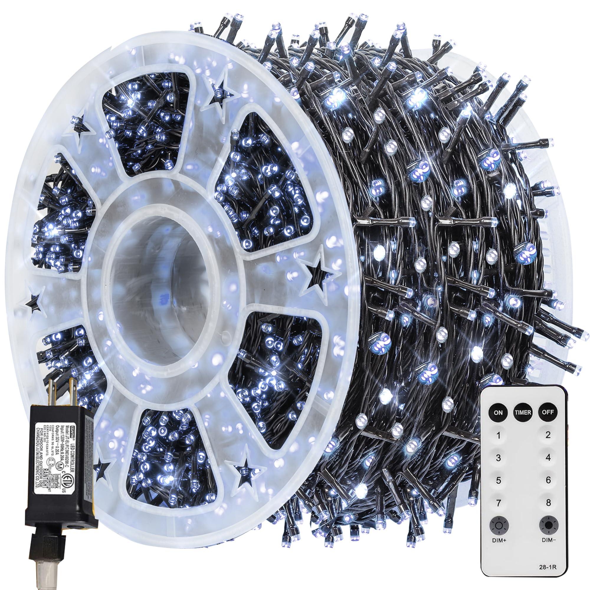 Tw Shine Christmas Lights  600 Led 196Ft Christmas String Lights Plug-In With 8 Modes Timer And Remote  Waterproof Outdoor Decorations For Bedroom Wedding Party Yard Tree Decor  White