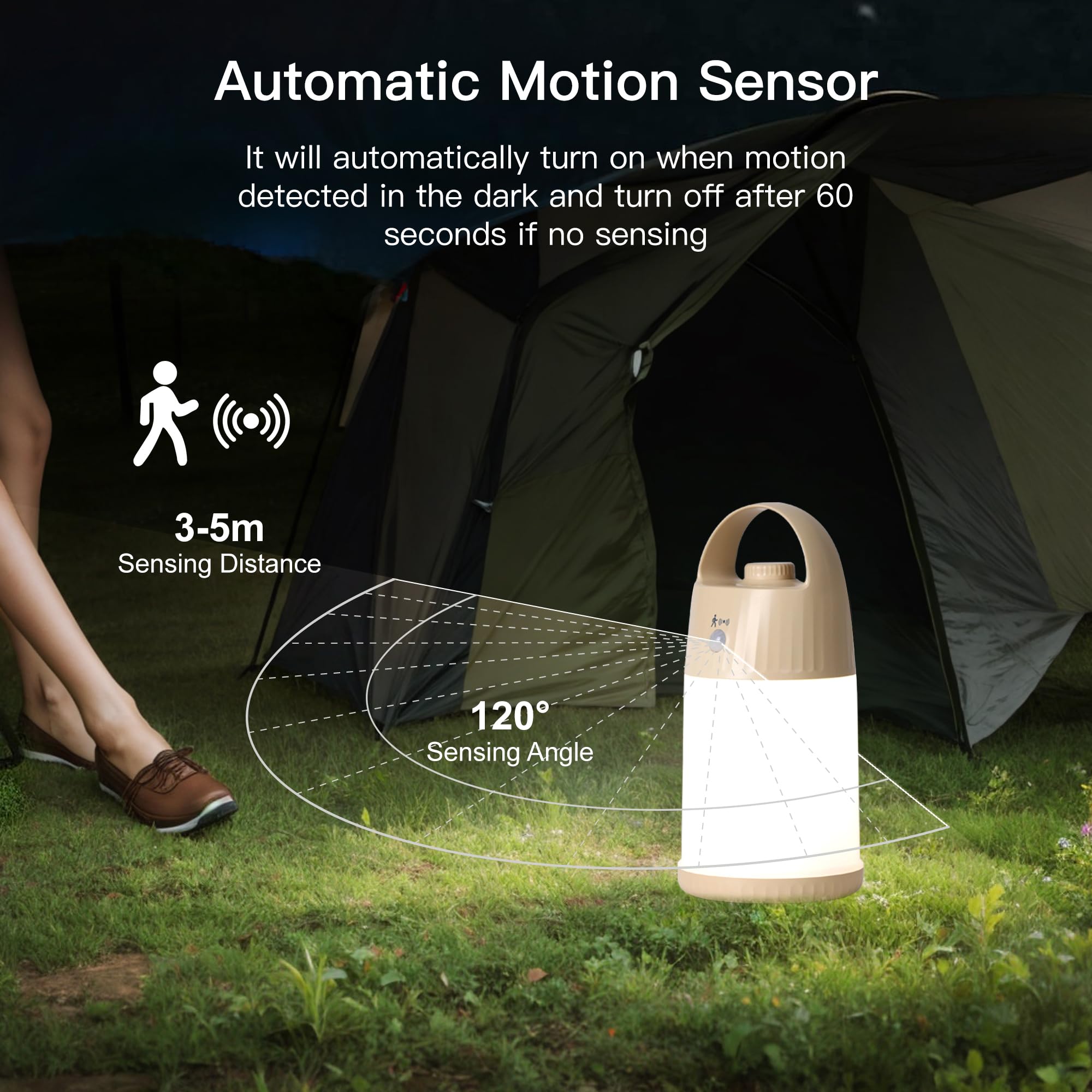 SMASOON Motion Sensor LED Night Light - Portable Cordless Lamp, 4 Brightness Levels, Apricot, Model SD-880E