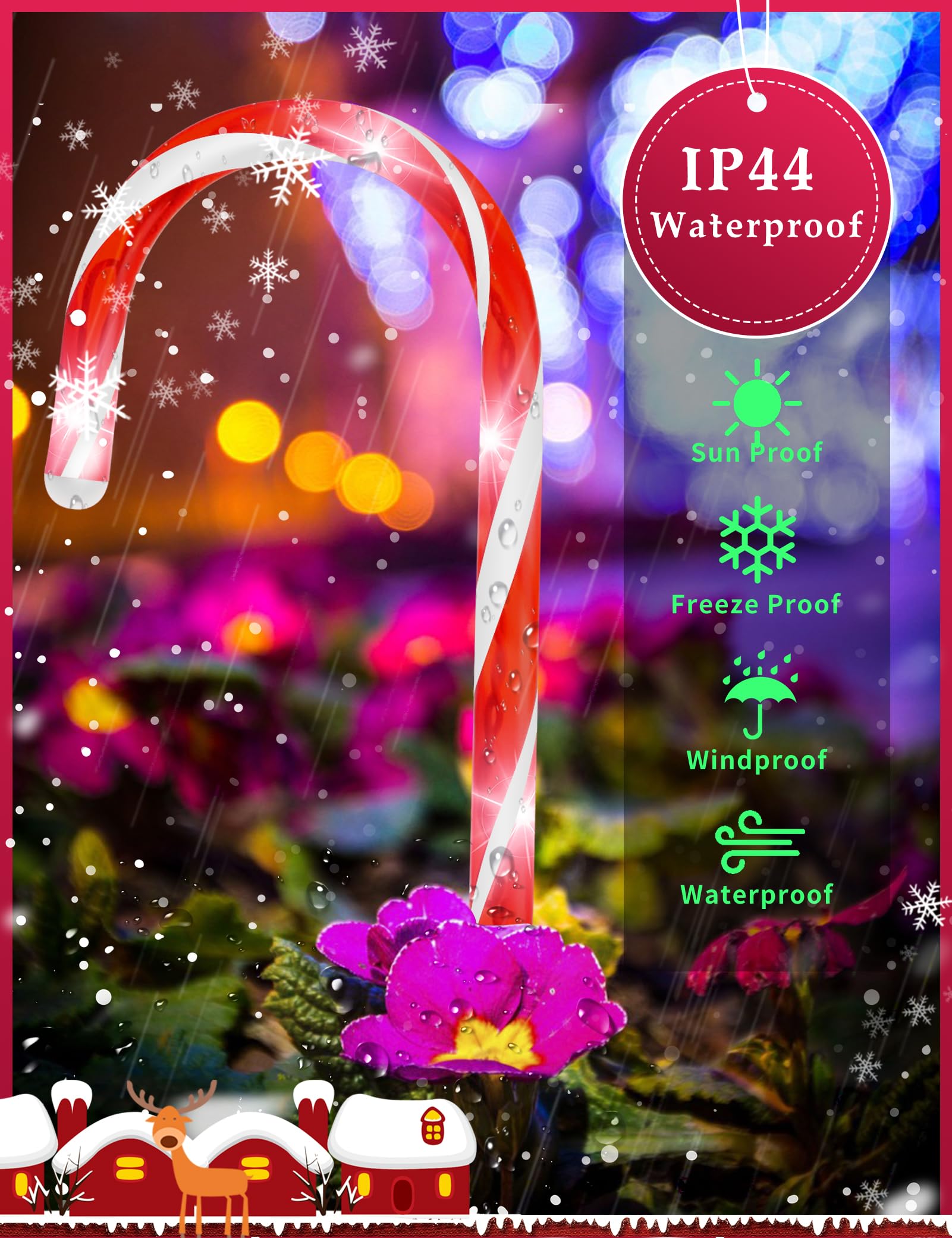 Christmas Candy Cane Pathway Markers Lights, Outdoor Christmas Decorations For Yard Patio Porch Garden Walkway, Candy Cane Chris