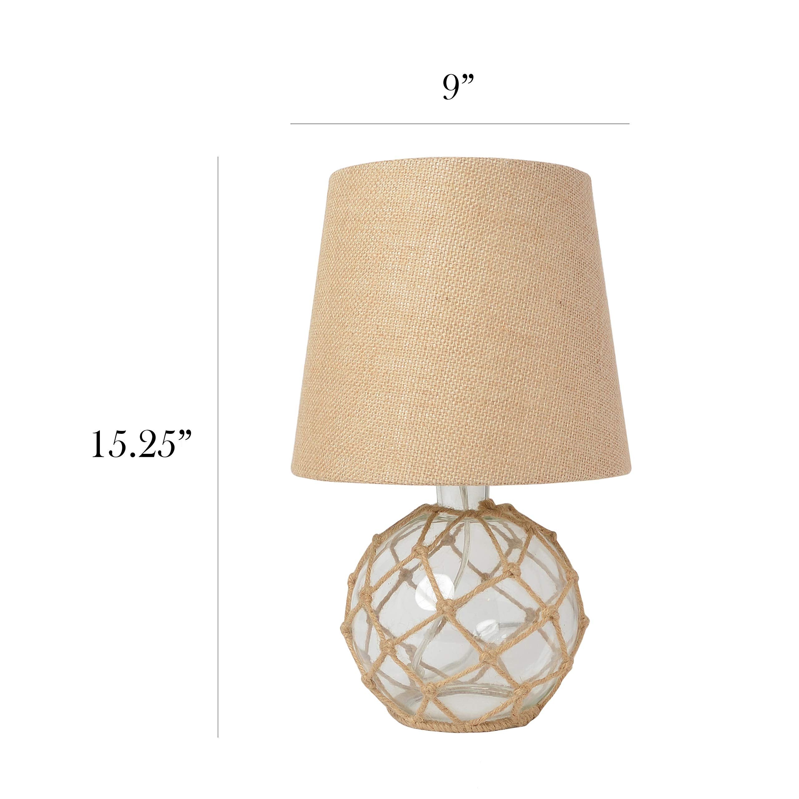 Elegant Designs LT1050-CLR Coastal Sea Glass Table Lamp, Clear/Burlap, Pack of 2