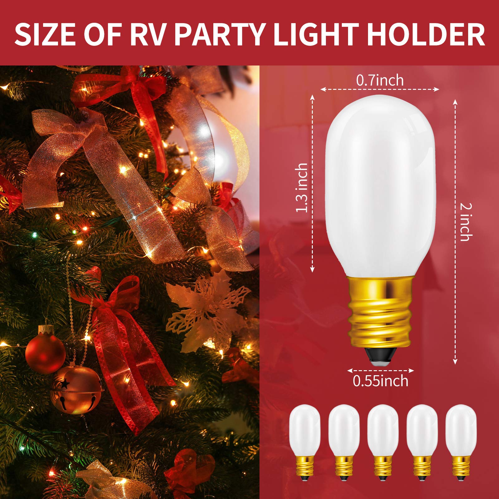 Honoson 20 Pieces Christmas Village Light Bulbs 6 W Replacement Bulbs, E12 Candelabra Base T20 Led Bulbs Accessory For Villages