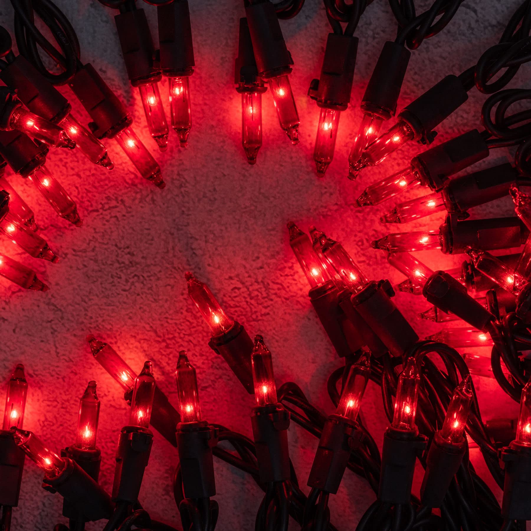 Yuletime Red Christmas Lights With Black Wire, 66 Feet 200 Count Ul Certified String Lights, Pack Of 2 Sets 33 Ft 100 Count Inca