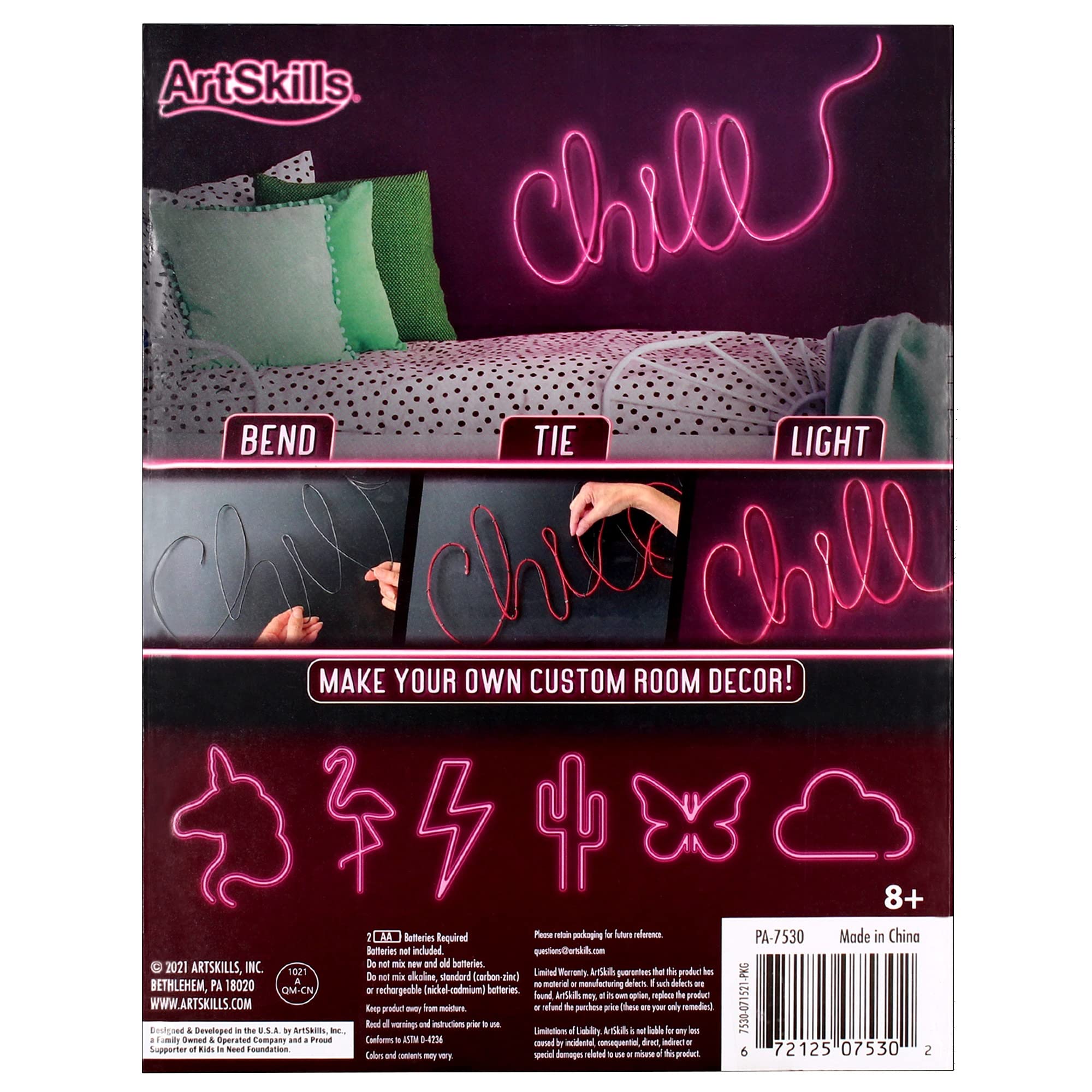 ArtSkills Neon Sign Kit - Custom LED Light Strip for Bedroom Décor, Pink, Model 07530