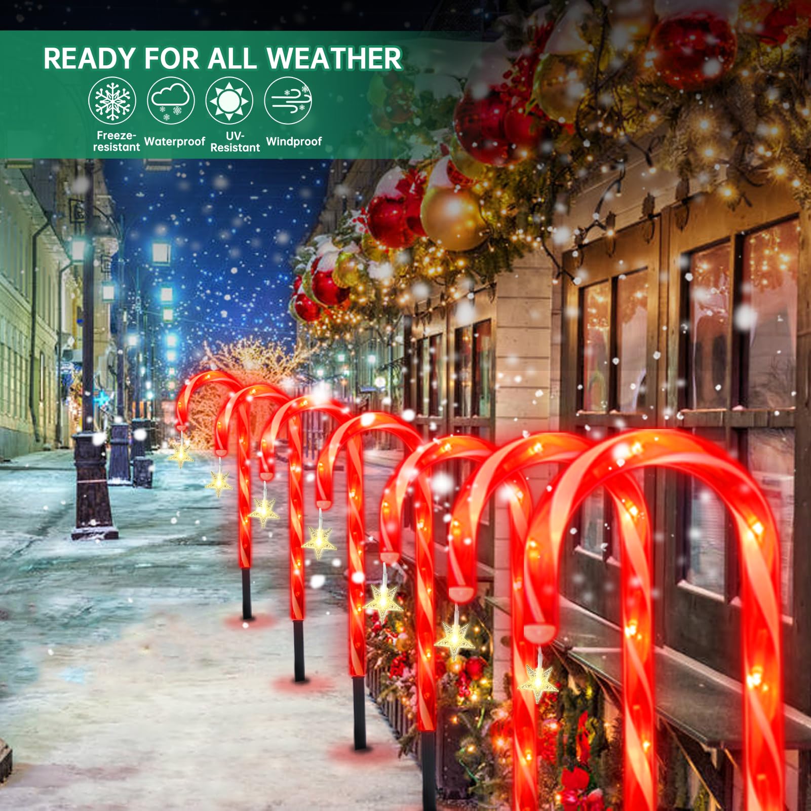 Christmas Solar Candy Cane Pathway Lights Decorations Outdoor Yard 24 Pack Candy Canes Lights For Christmas Lawn Decorations Out