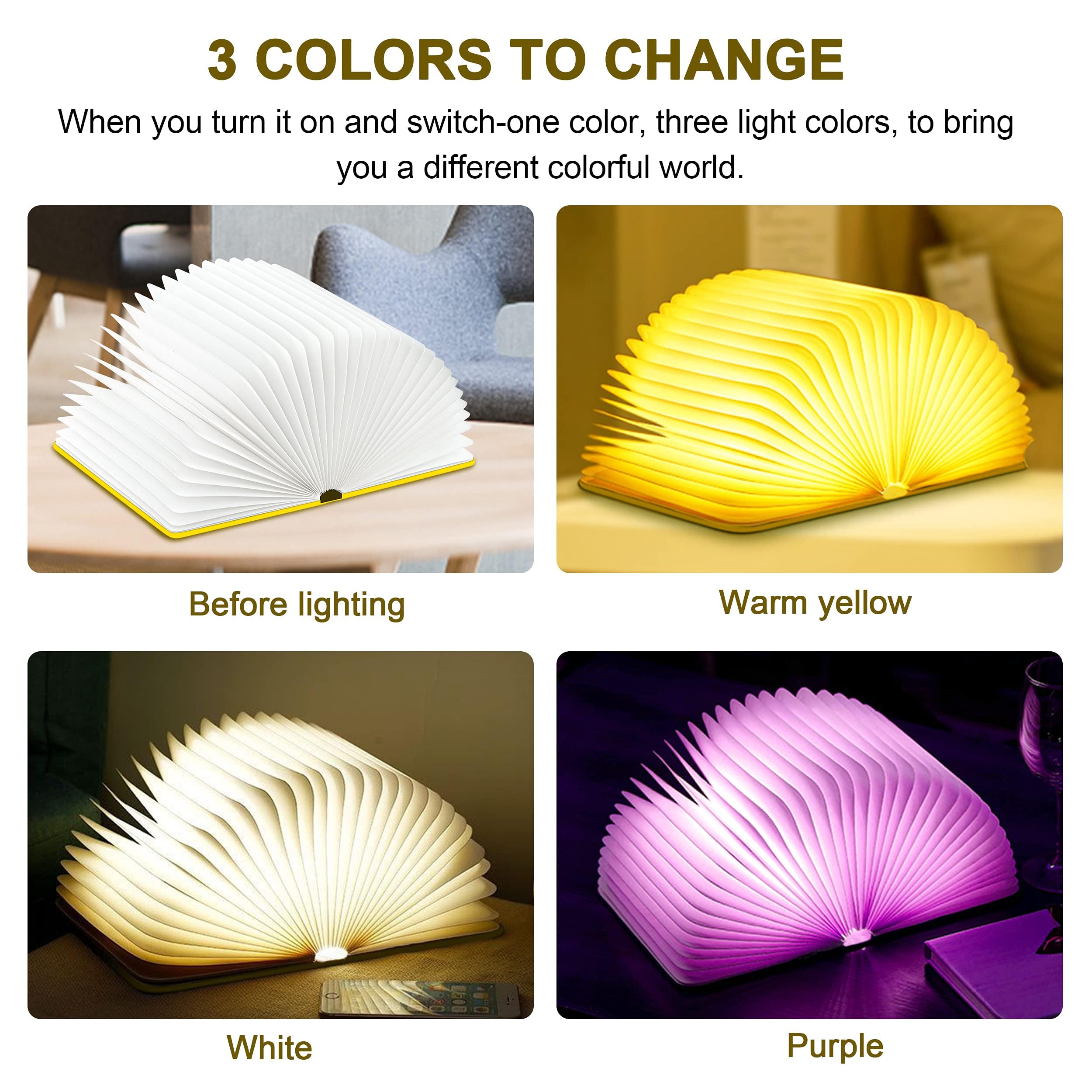 Qxmgcbok 3D Elk Embossed Deer Book Lamp,Usb Rechargeable 3 Color Kids Night Light,Led Book Lights Multicolor Gifts For Baby Boys