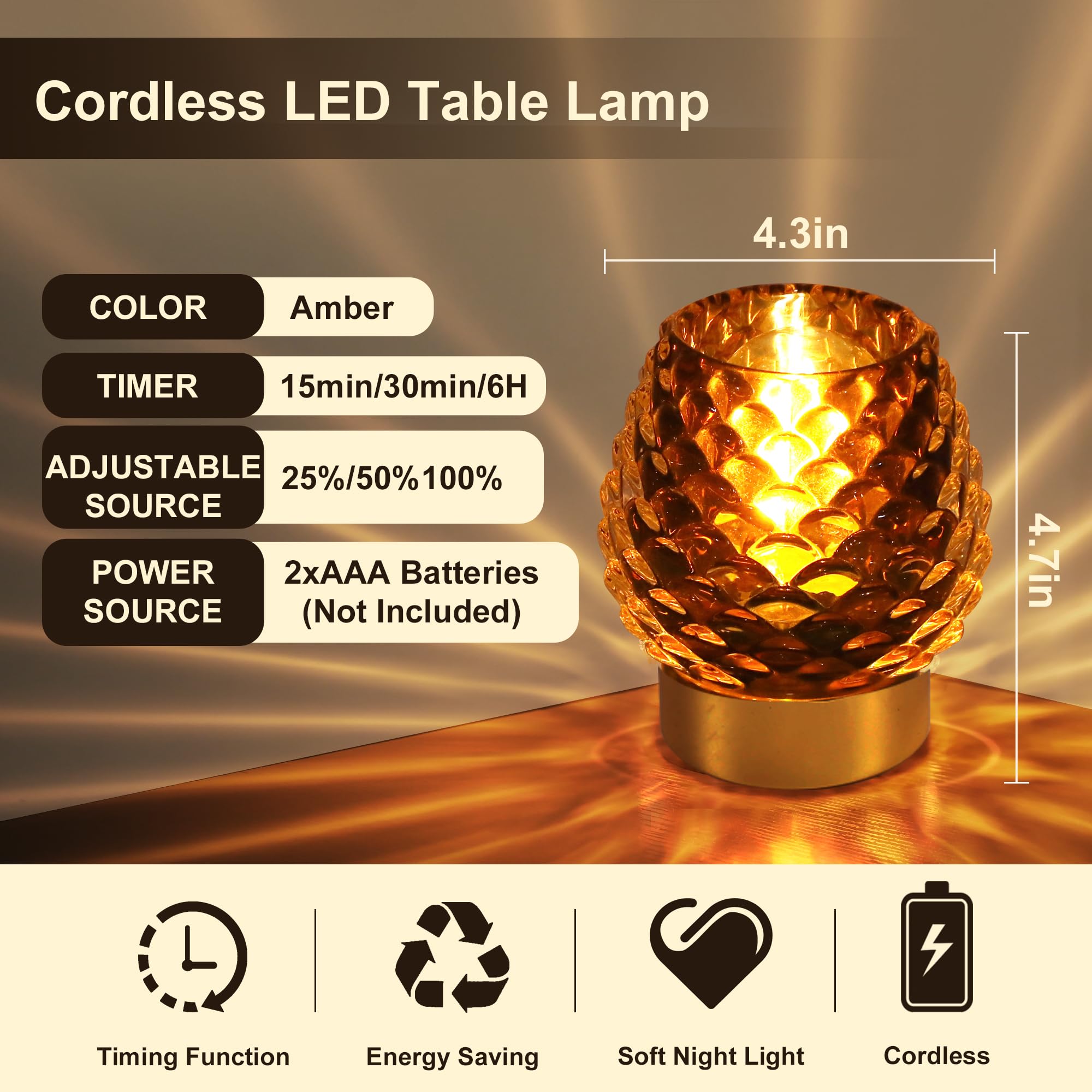 MiuBrty Battery Operated Table Lamp with Timer and Remote Control - Elegant Cordless Design for Home Decor, Perfect for Living R