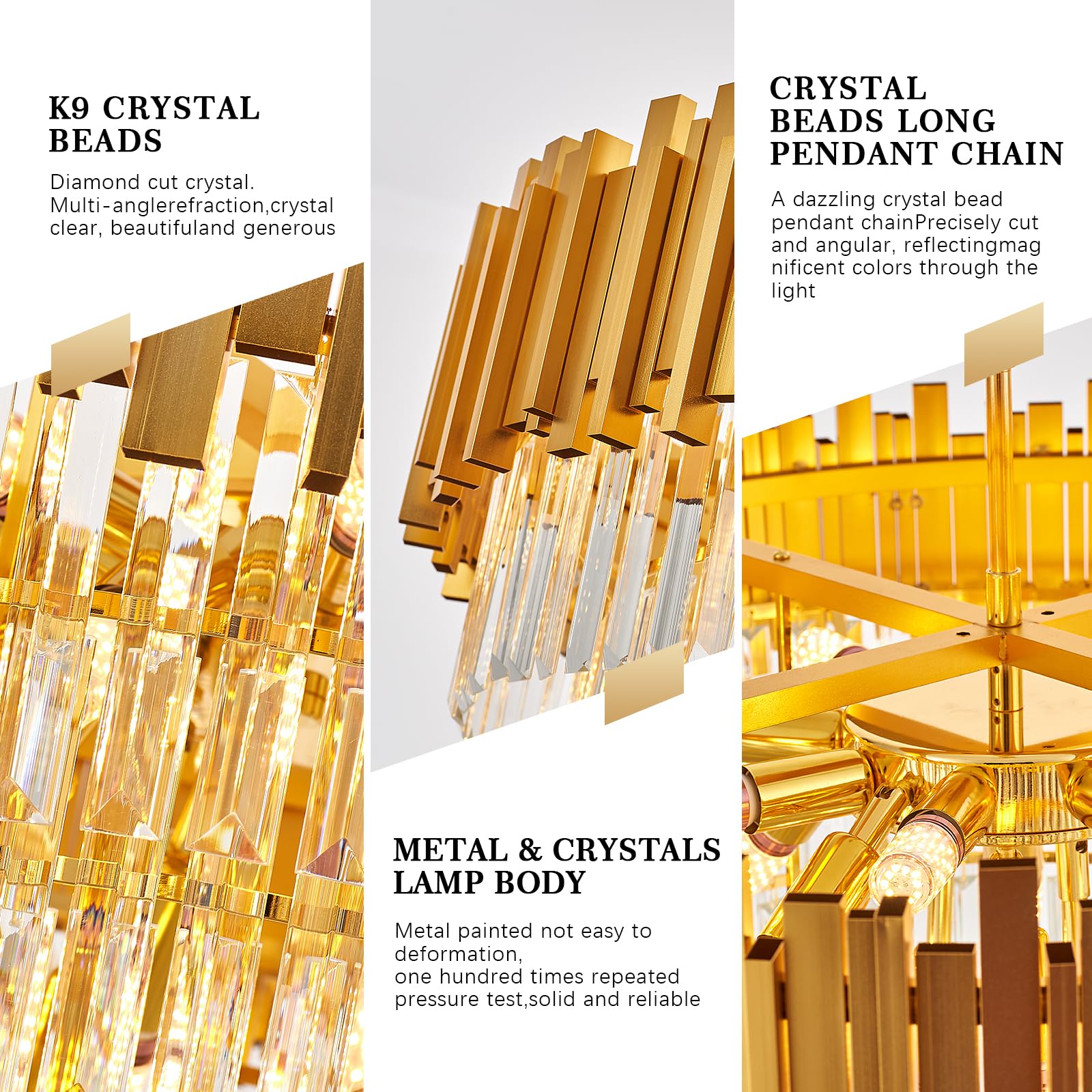 Brfaixla 18-Lights 6 Tiers Gold Crystal Chandeliers stylish 31.5 Modern Crystal Pendant Chandelier Round Hanging Lighting For Living Room Foyer High Ceiling Bedroom Restaurant