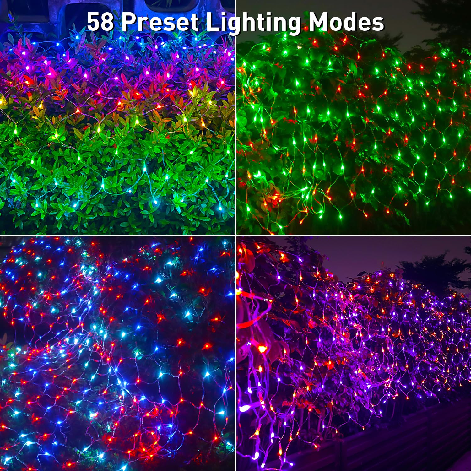 Aoycocr 4X6Ft Smart Christmas Net Lights Outdoor For Bushes  Bluetooth App Control  Rgb Connectable Bush Lights  58+ Scene Modes  Music Sync  Ip44 Waterproof For Tree Fence Holiday Xmas Decorations