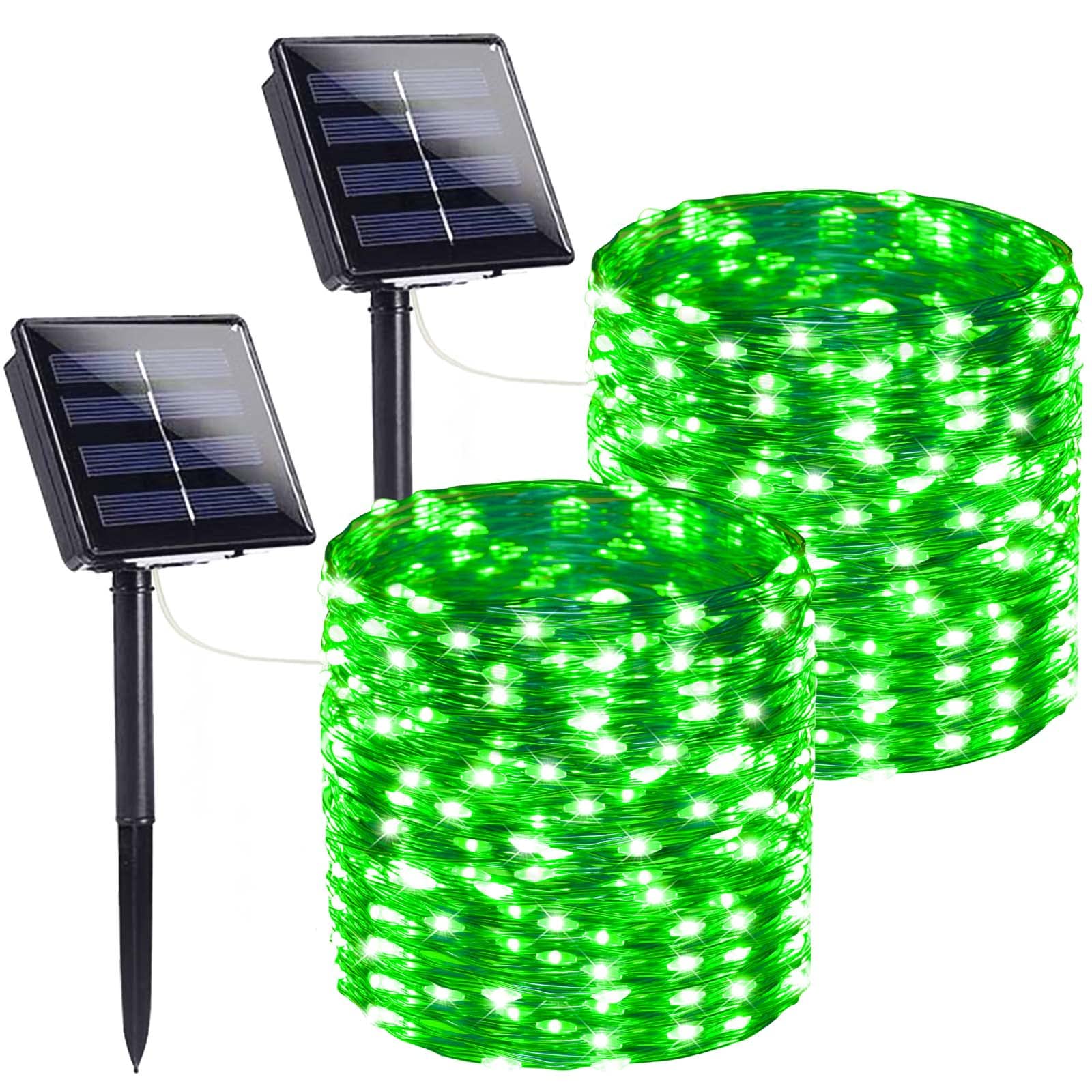 Green Solar String Lights Outdoor, 2-Pack 72Ft 400 Led Solar Christmas Lights Outdoor/Indoor, Fairy Twinkle Lights For Christmas