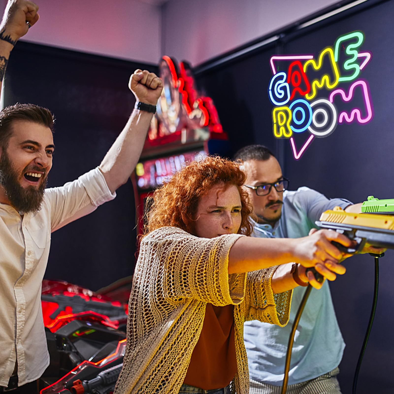 Gamerneon Game Room Neon Sign LED Light 15.3inx11.8in Colorful HZ-WX-NL-6355 for Teen Boy Bedroom and Home Bar Decor