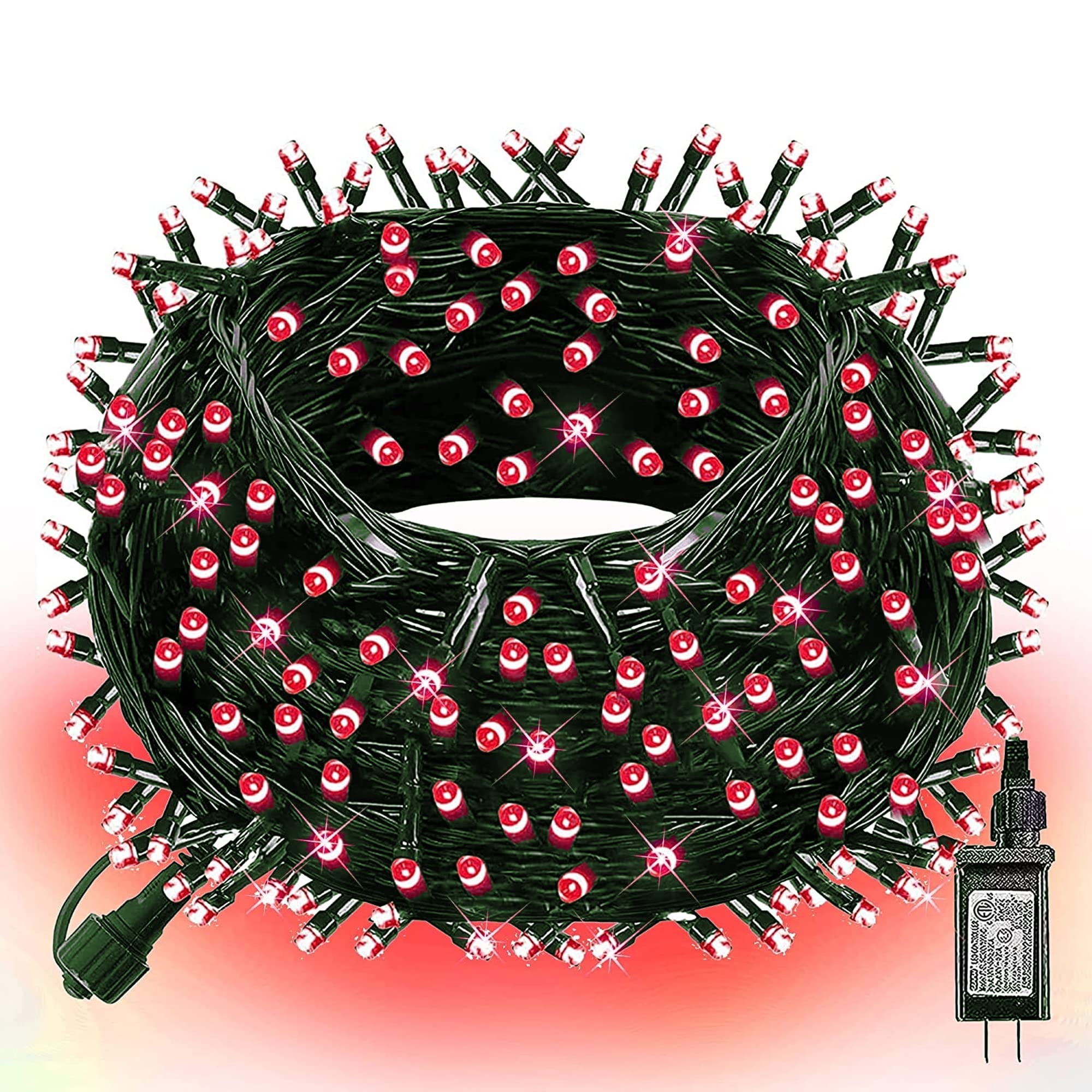 Dazzle Bright 300 LED Christmas String Lights, 100 FT Connectable Waterproof String Lights Green Wire with 8 Modes Christmas Dec