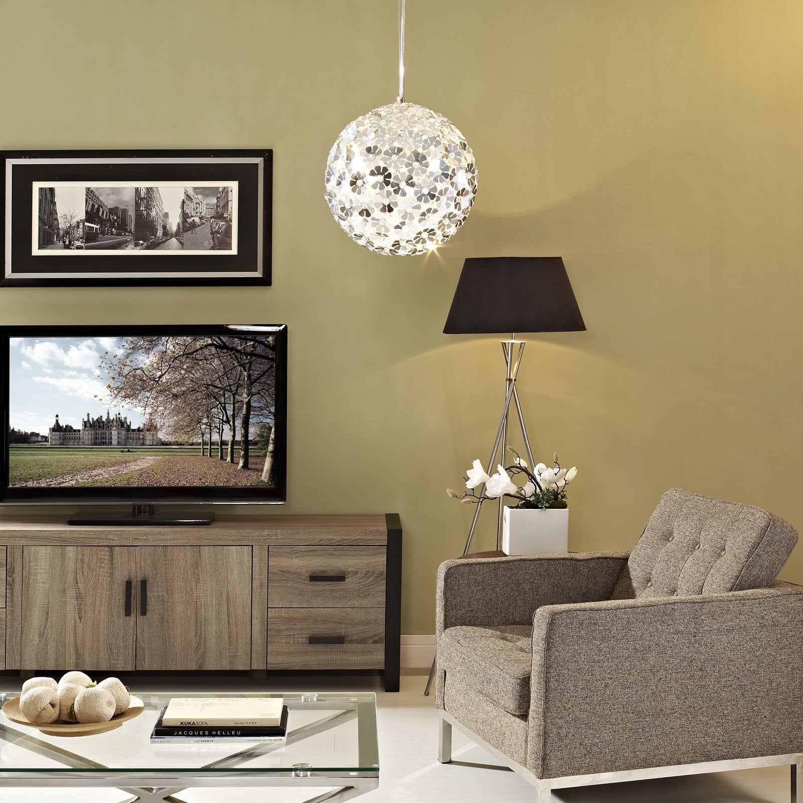 LexMod EEI-316 Fleur Pendant Light, Silver