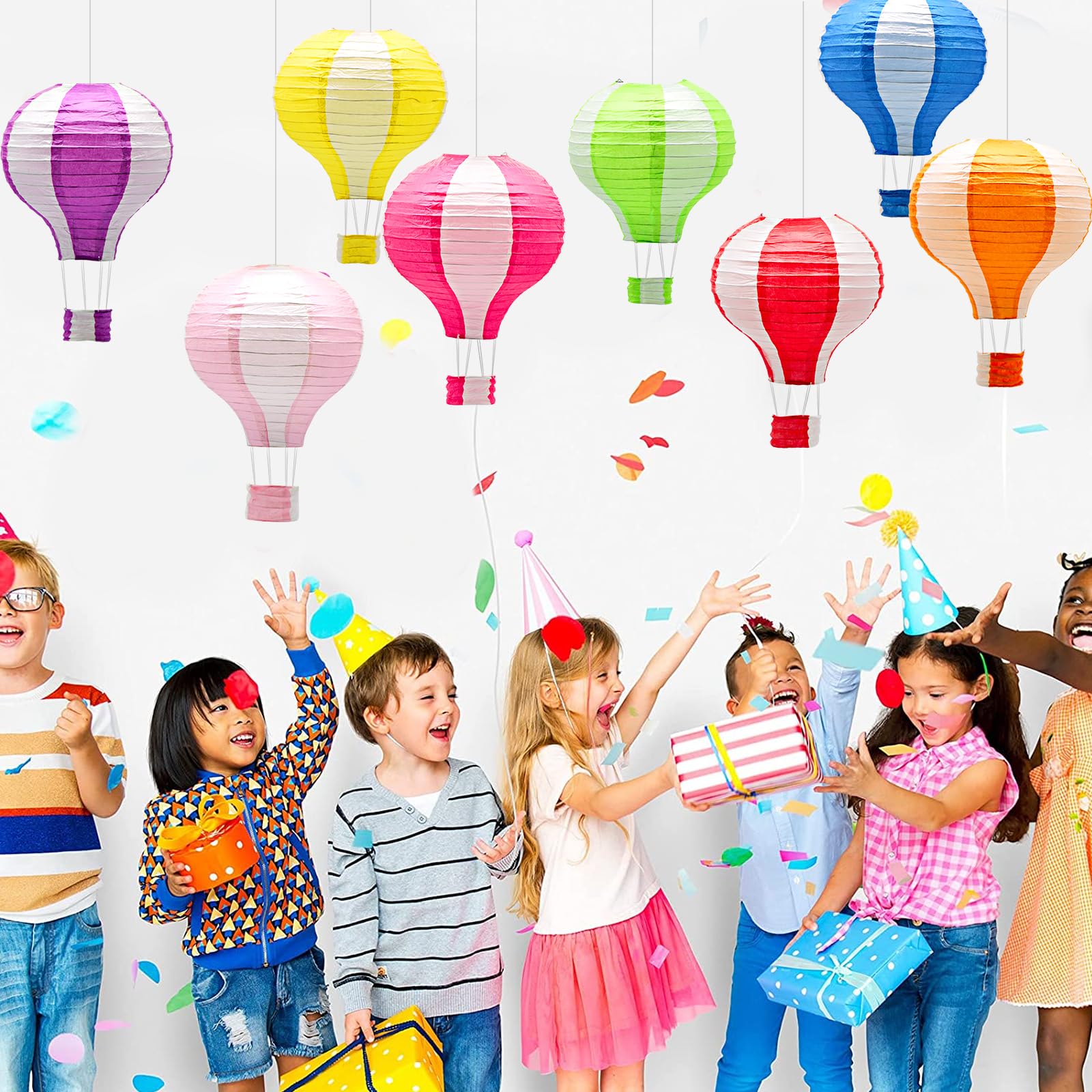 Hanging Hot Air Balloon Paper Lanterns Set, Party Decoration Birthday Wedding Christmas Party Decor Gift, 12 Inch, Pack Of 8 Pieces