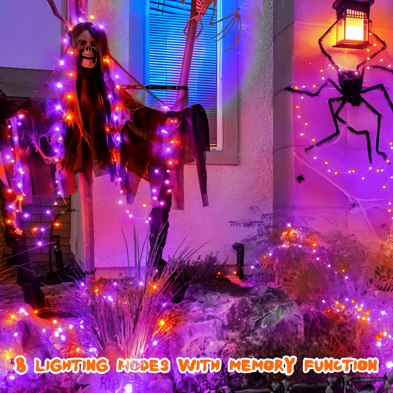 Knonew 120Ft 360 Led Orange & Purple Halloween String Lights - 8 Modes, Timer, Indoor/Outdoor
