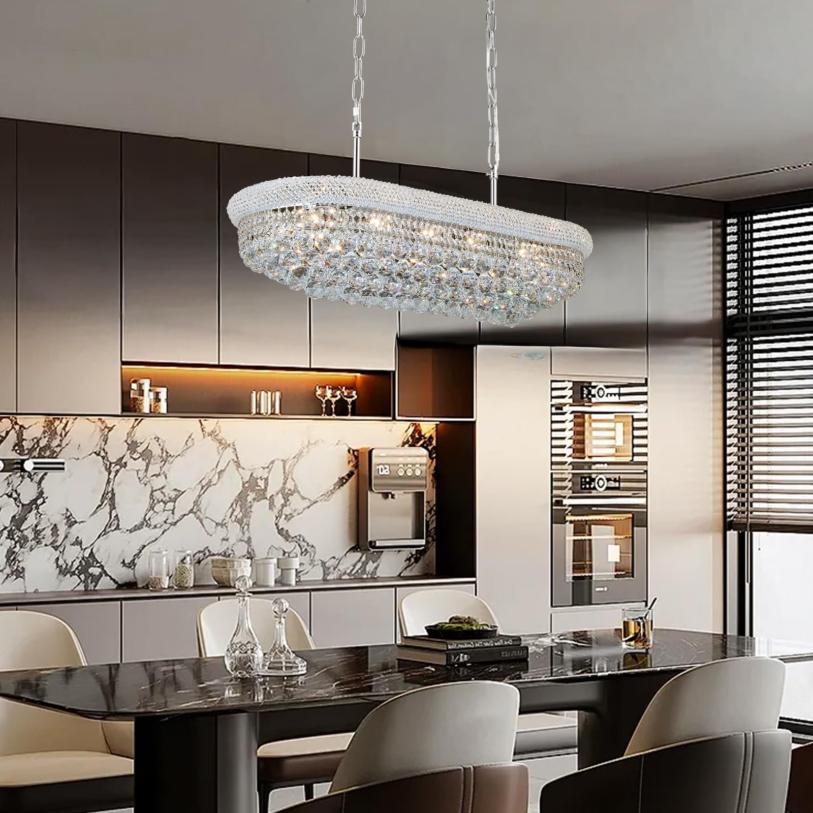 Gifarich Crystal Chandeliers For Dining Room Light Fixtures Over Table  Modern Crystal Chandeliers For Kitchen Lsland  11 Lights Empire Style Chrome stylish Lighting Fixtures For Living Room Bar