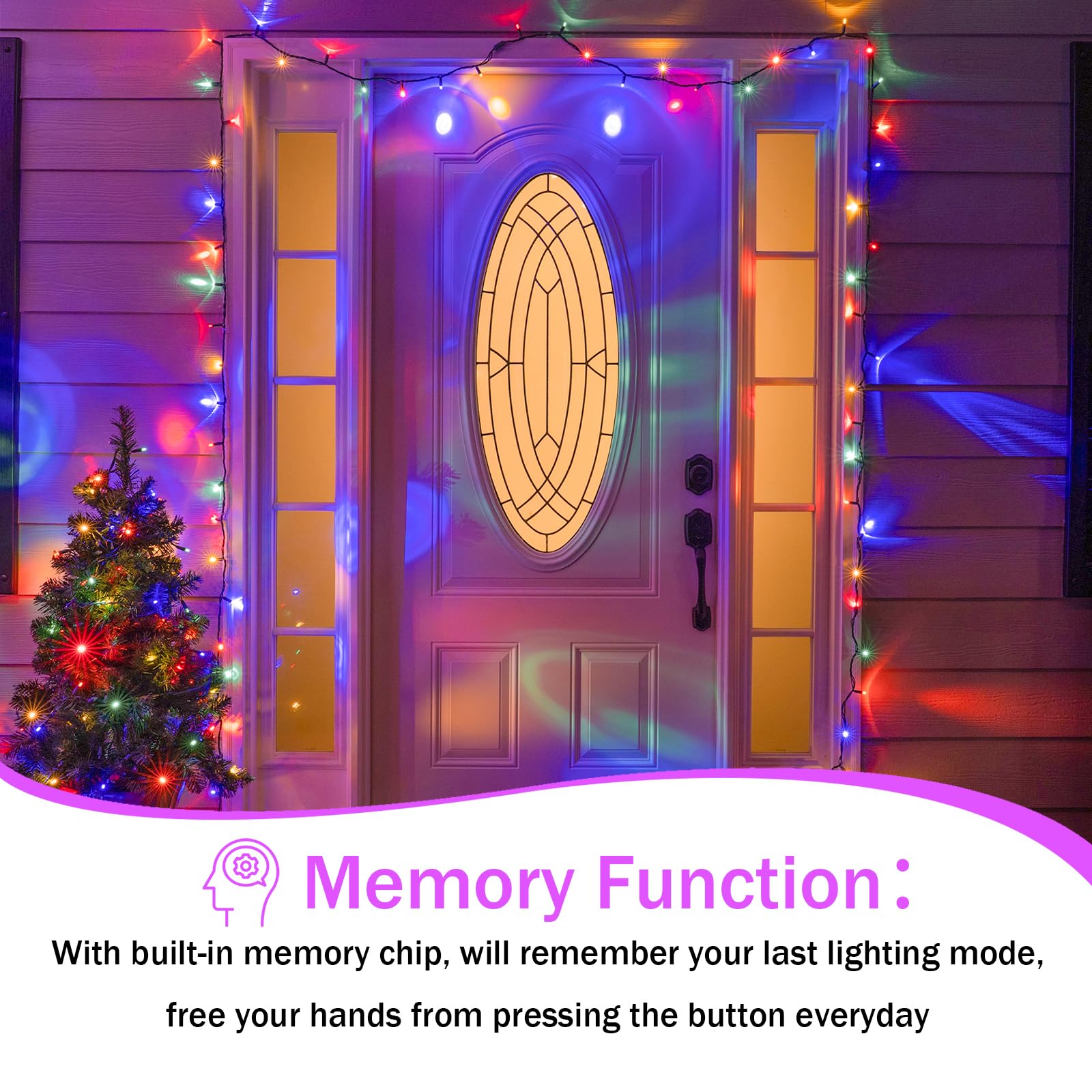 Upgraded 165Ft 500 Led Multicolor Christmas String Lights Indoor & Outdoor, Memory Function & Timer & 8 Modes, Green Wire Waterp