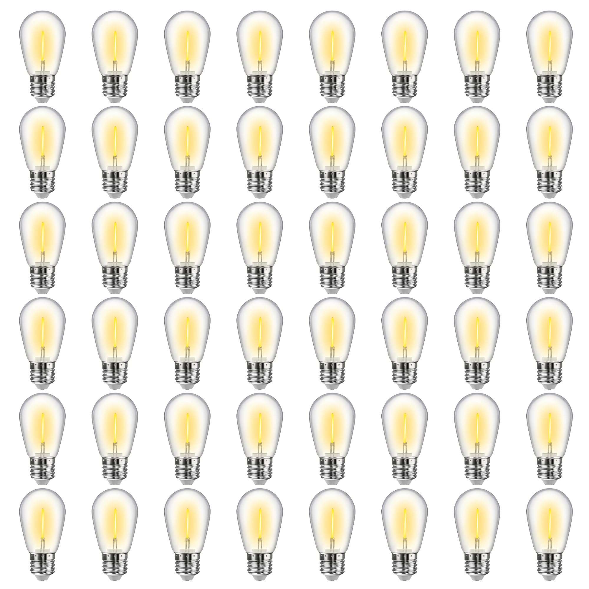 48 Pack S14 Led Bulbs For Outdoor String Lights, Replacement Waterproof Edison Bulb, 1W String Light Bulbs For Patio Backyard, S