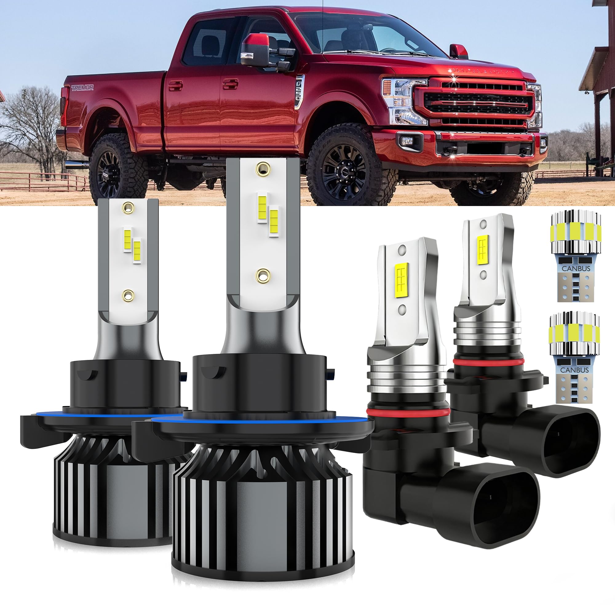 AYOTZIH Bulbs Fit For Ford F250 F350 F450 F550 Super Duty 2005-2023, High/Low Beams Fog Lights License Plate Lights Combo, 400% 