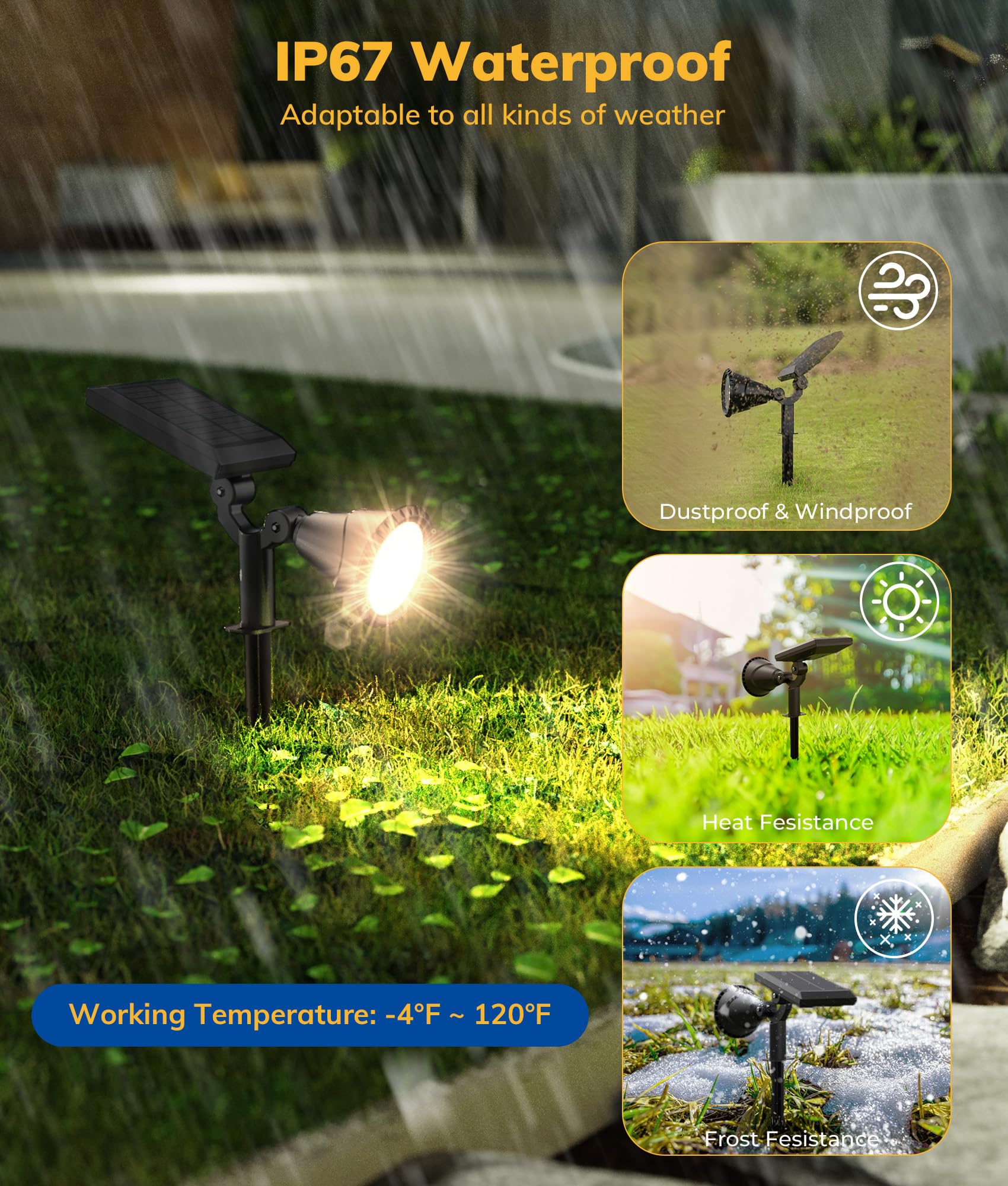 Nbkls Solar Spot Lights For Outside, 27 Led Outdoor Solar Lights For Yard, 4 Pack Solar Spotlights Waterproof Auto On/Off For La