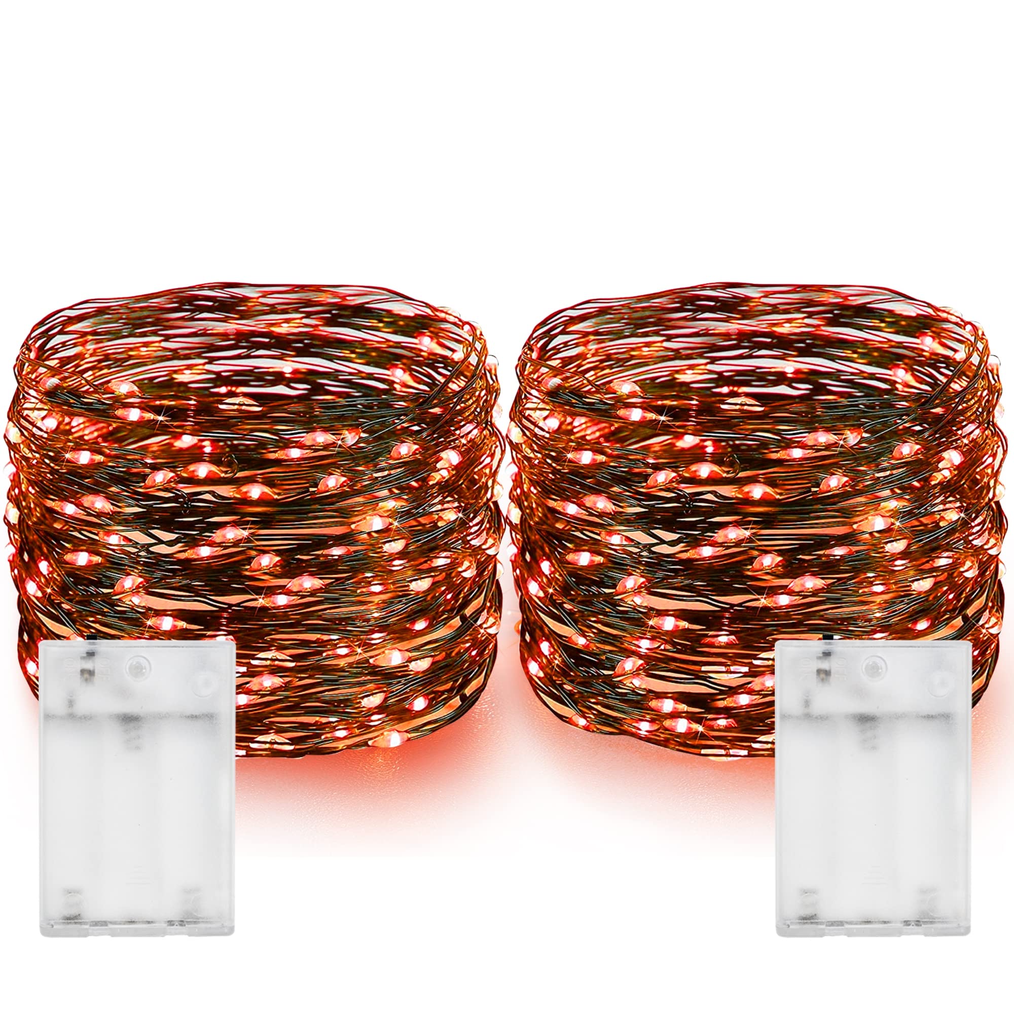 Dazzle Bright Fairy String Lights, 20 Ft 60 Led Copper Wire, Waterproof, Orange, Battery Operated For Indoor/Outdoor Halloween Decor
