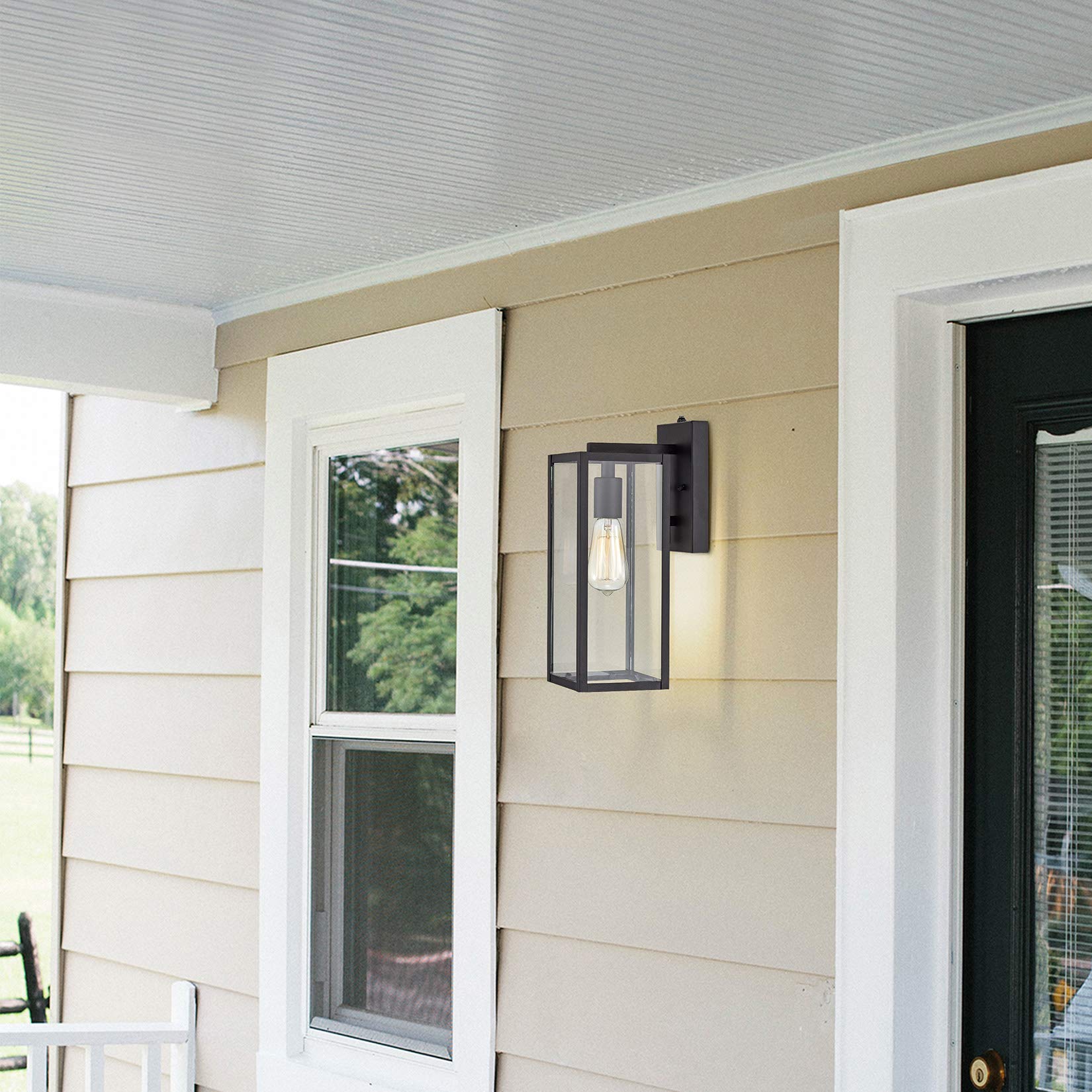 Micsiu Dusk To Dawn Black Outdoor Wall Sconce 2 Pack - 14.5&quot; Farmhouse Light Fixtures