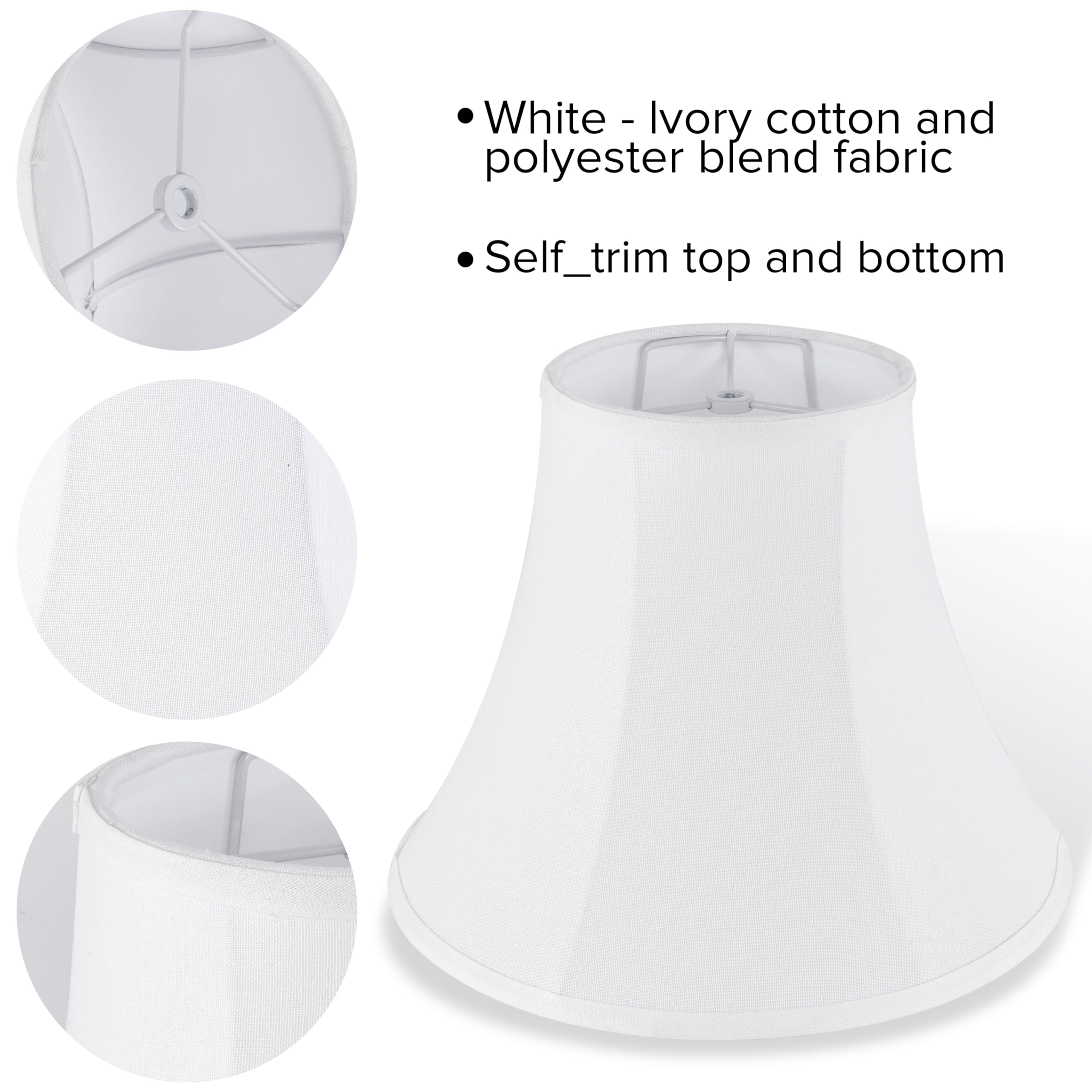 White - Ivory Bell Lamp Shades Set Of 2 Medium Lamp Shade 6.7Top X 13Bottom X 10High(Spider) Traditional Lampshade For Tab