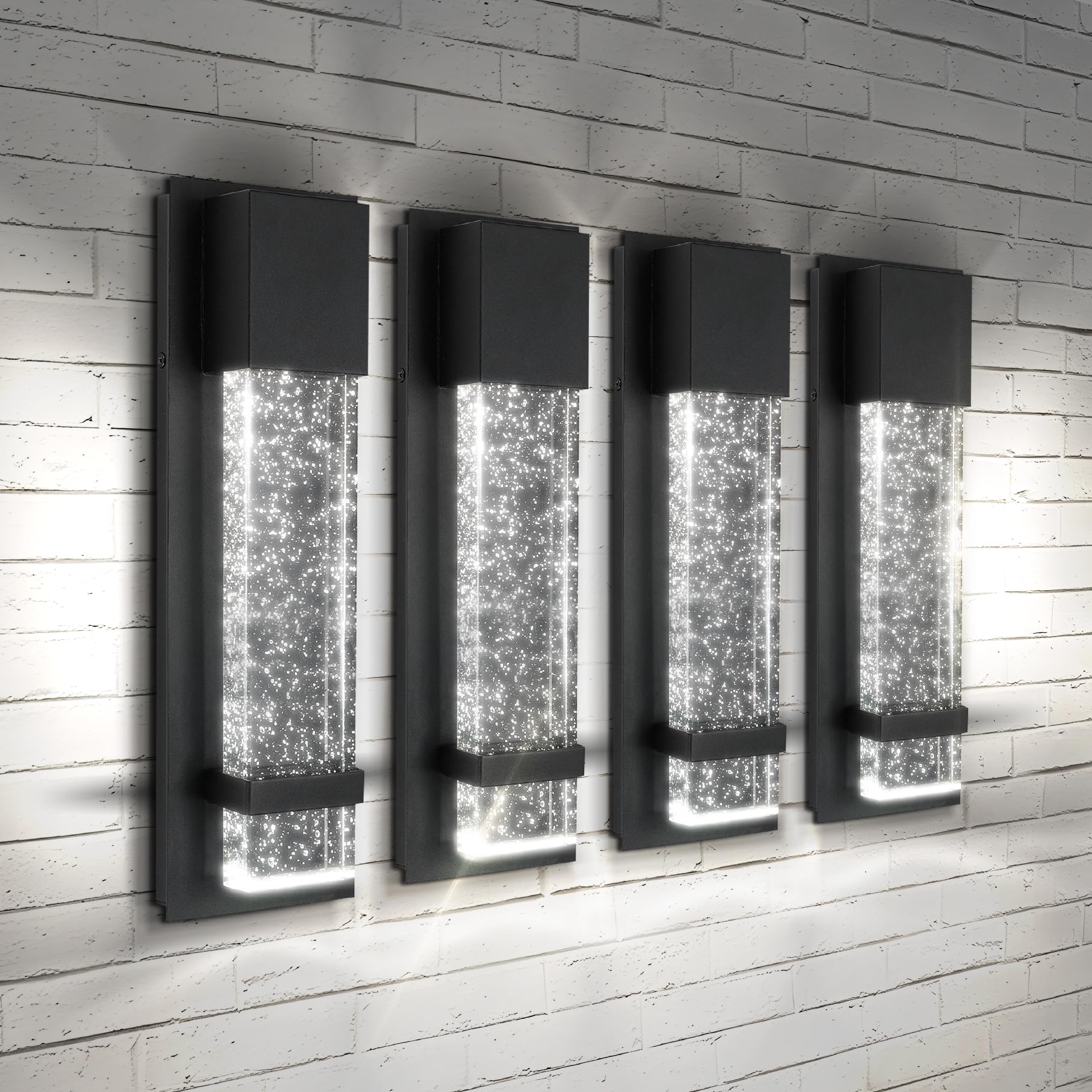 ASD LED Wall Light Fixture, 12W 500LM, 3000K-5000K, 13 Inch, Black, 4 Pack, Waterproof, Dimmable, ETL