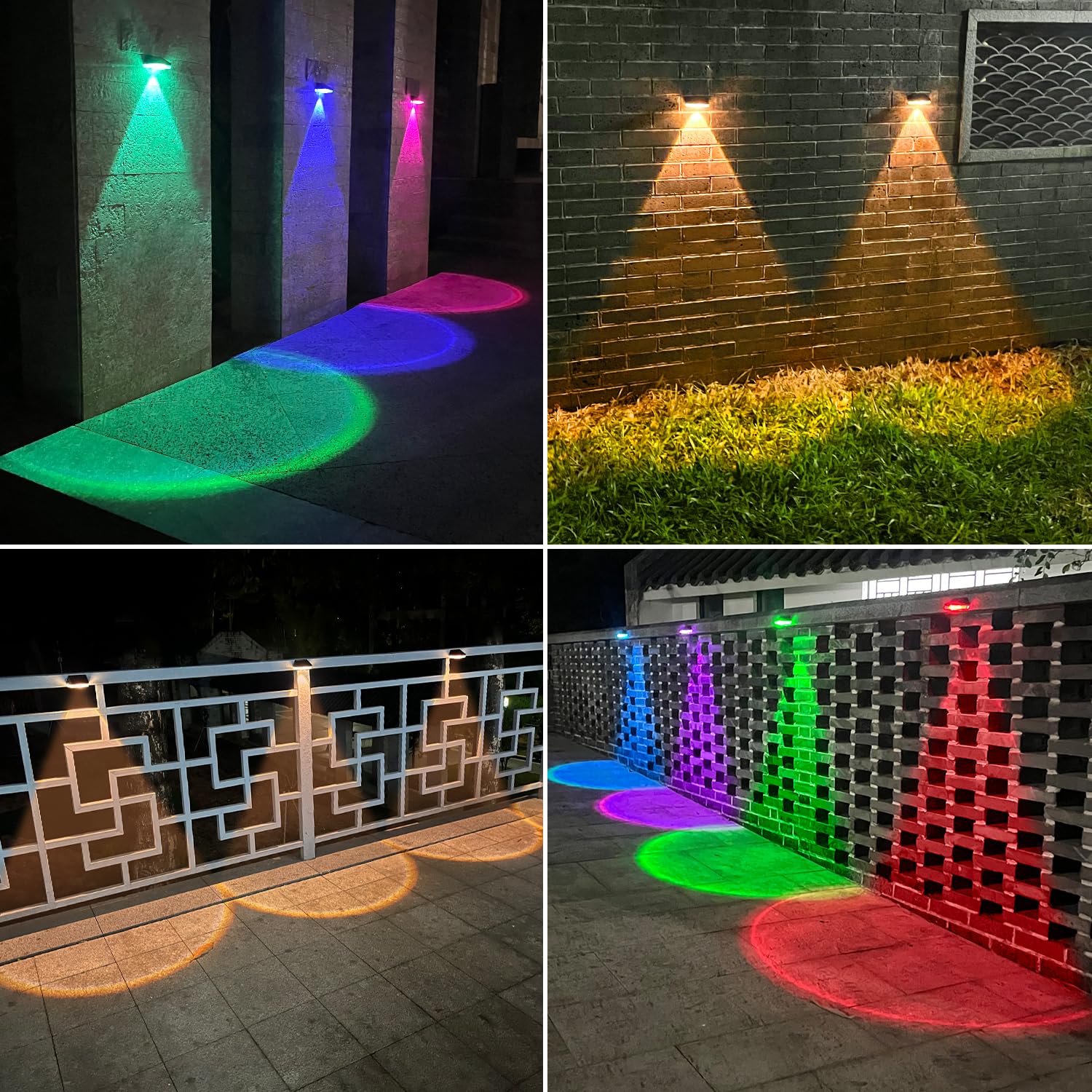 Ellasay Solar Powered Lights For Fence: 10 Lighting Modes With Rgb - Waterproof Ip65 - Bright Lens Led For Outdoor Wall Garden Deck Patio Porch Yard Pool 16 Pack