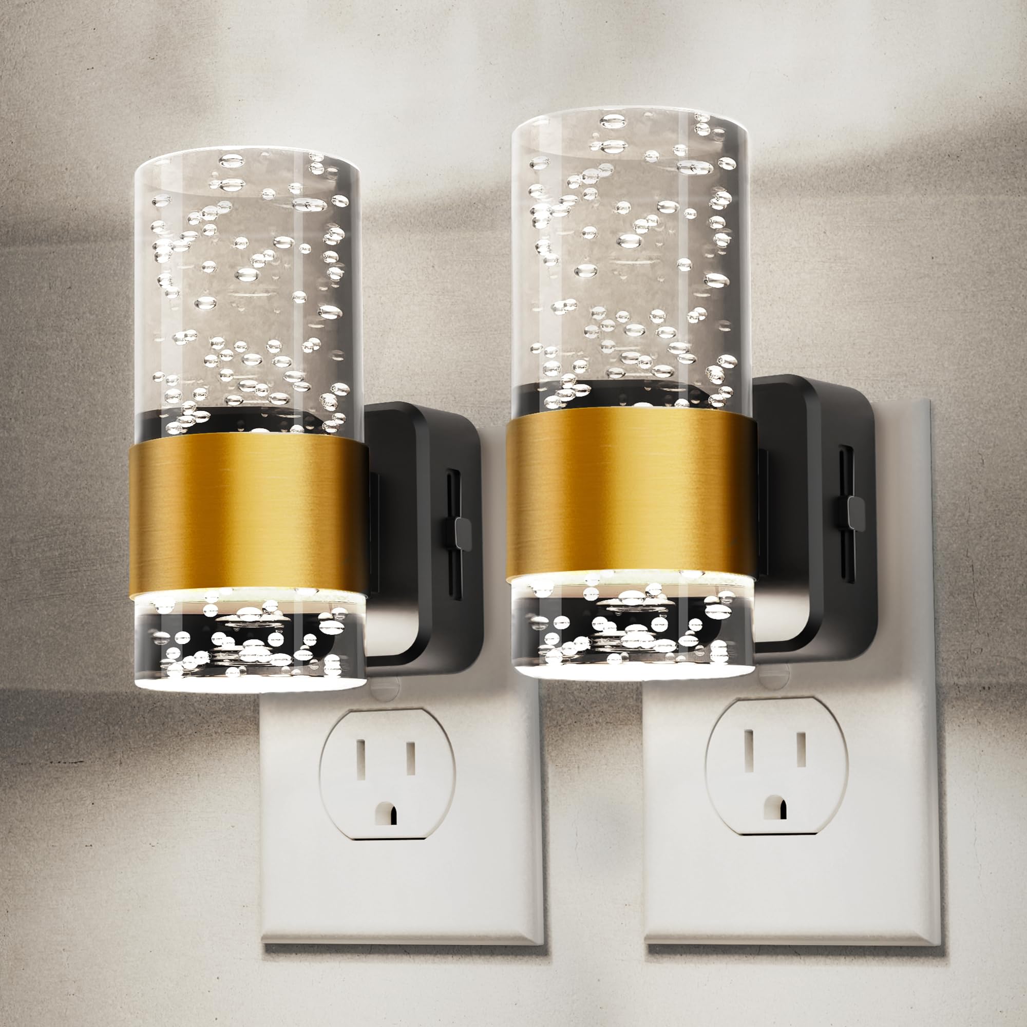 Night Lights Plug Into Wall, White Light Led Night Light With Adjustable Brightness, Plug In Night Light With Auto Light Sensor,