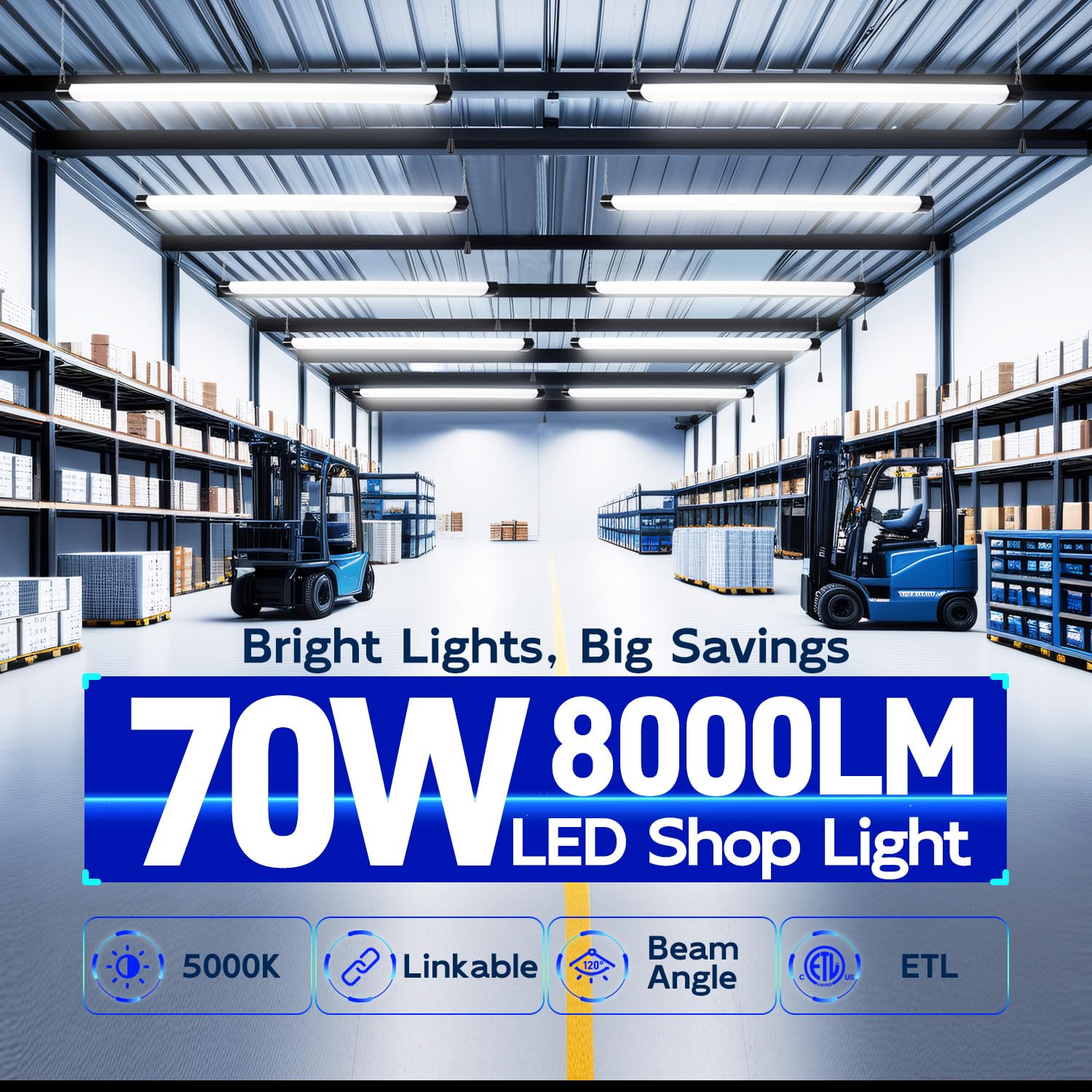 hykolity LED Shop Light 4FT 70W 8000lm 5000K Linkable Black Metal Model HBSP-YHZS-B5000