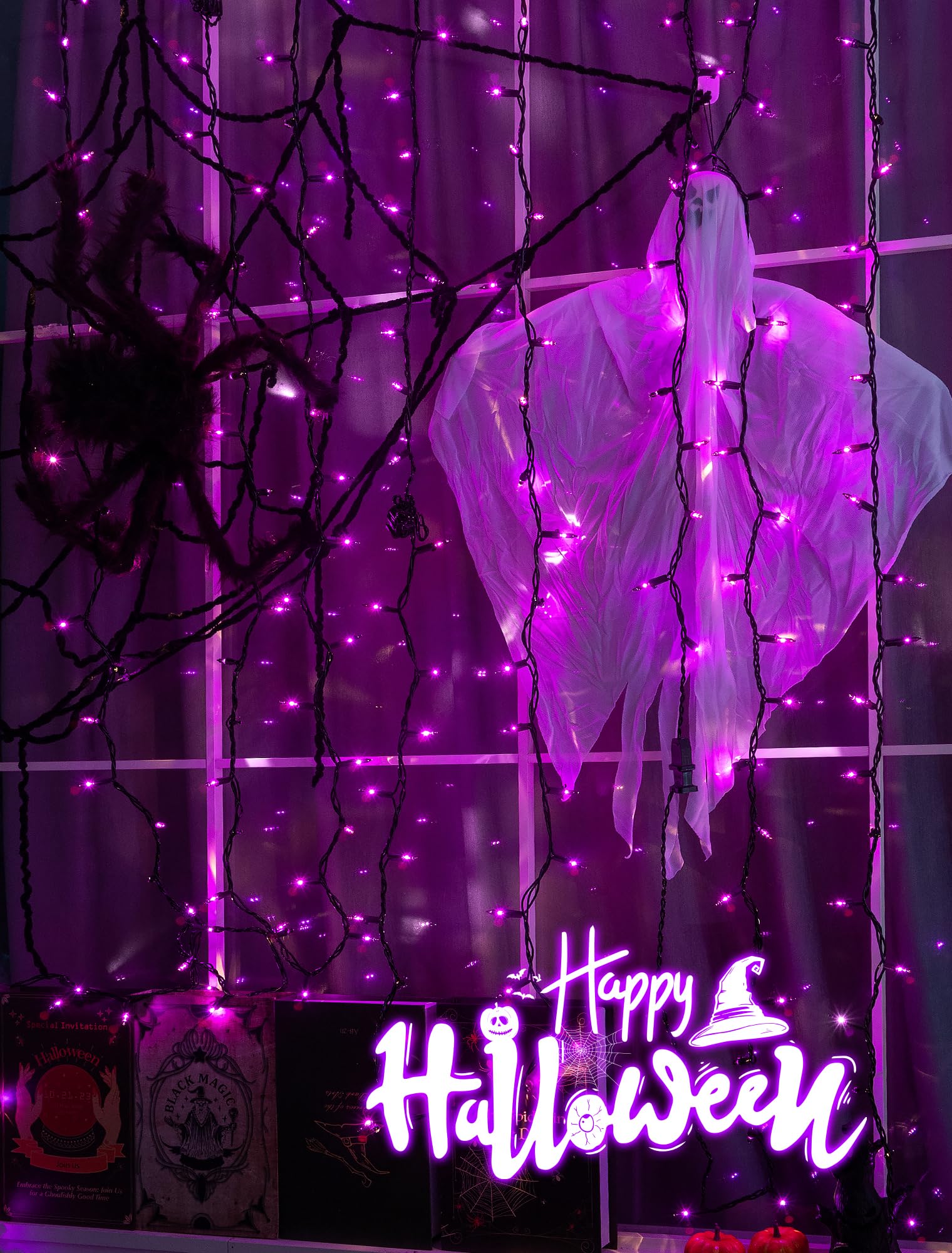 Hopolon Purple Halloween Lights 2Pack 13Ft 50Count Halloween Decorations Mini Purple String Lights With Black Wire Waterproof Ul Certified For Indoor Outdoor Christmas Tree Home Party Garden Holiday