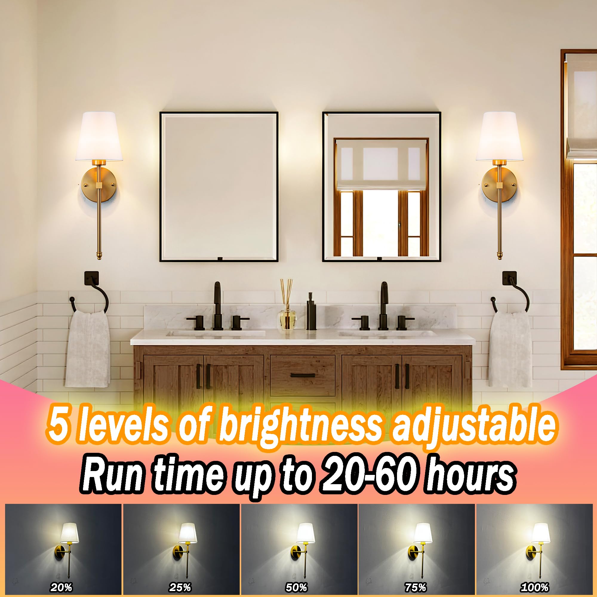 Wall Sconces Set Of Two Battery Operated, Wireless Sconces Wall Lighting Indoor Battery Operated Sconces With Remote Control, 10