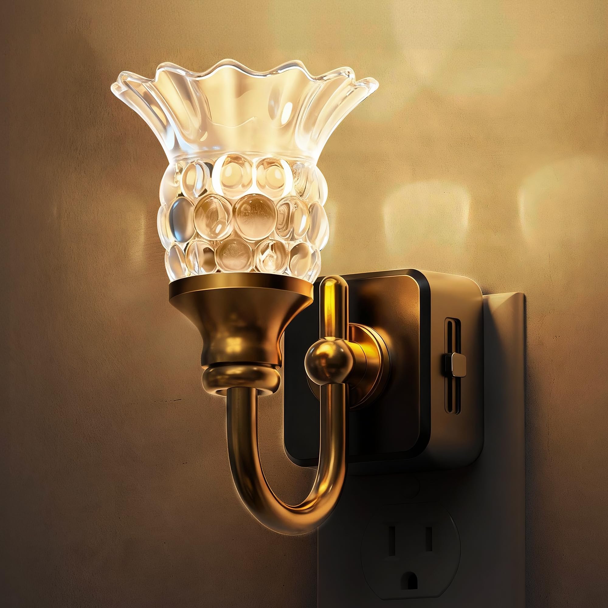 L LOHAS LED Night Lights Plug into Wall, 3000K Soft White LED Floral Night Light with Auto Sensor, 0-100lm Adjustable Brightness