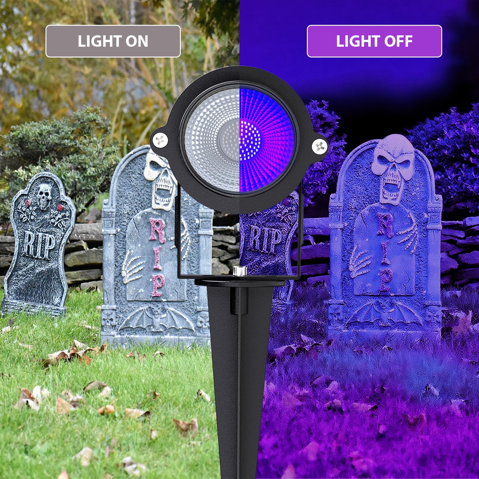 Onforu 18W Black Light Spotlight, IP65 Waterproof, 385-400nm UV, Outdoor Stage Lighting, Black, Model A18UV (2 Pack)