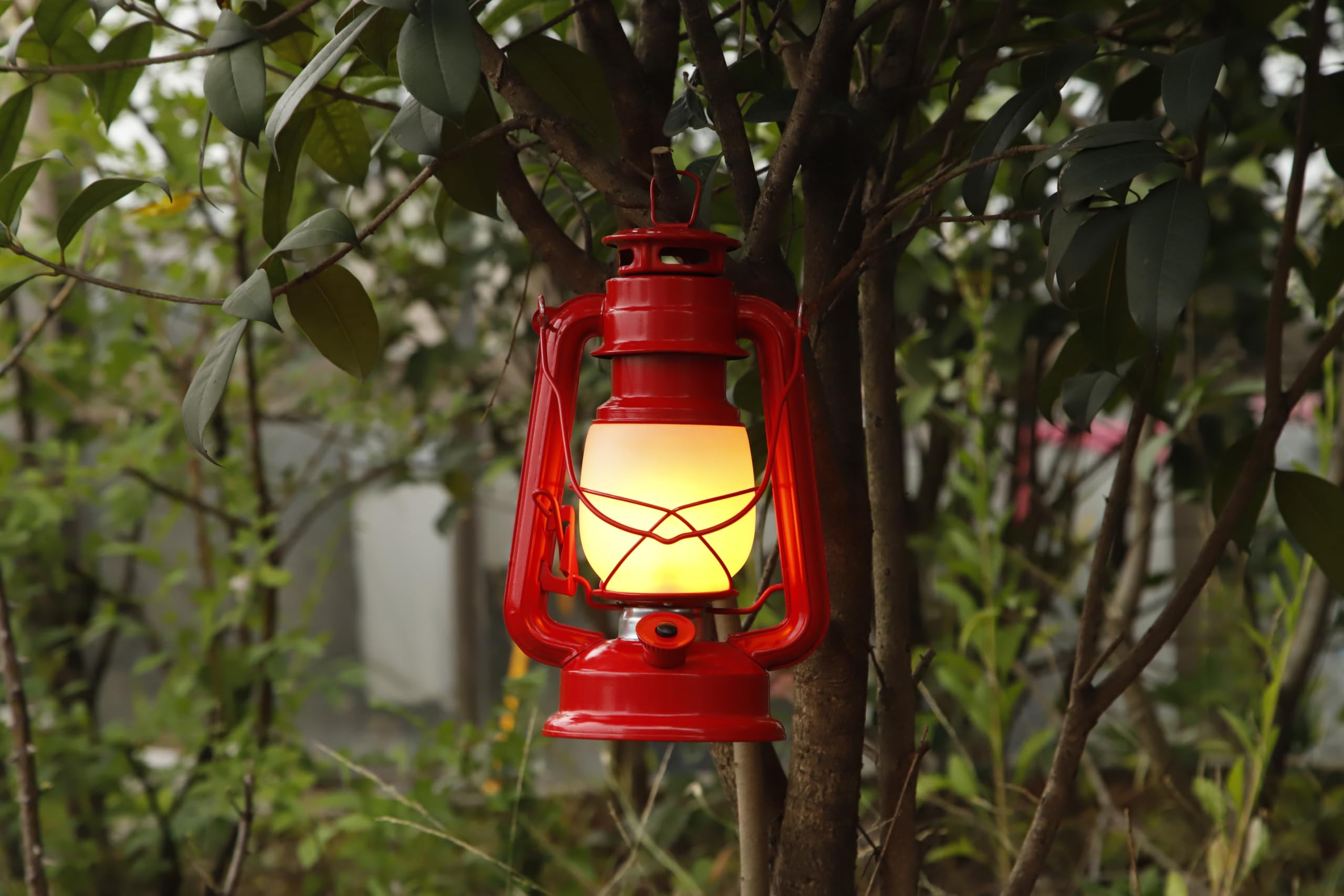 Yakii Led Vintage Flame Lantern - Metal Outdoor Hanging Lantern, Battery Operated, Red, Pack Of 2, Model Lp023F-R-2