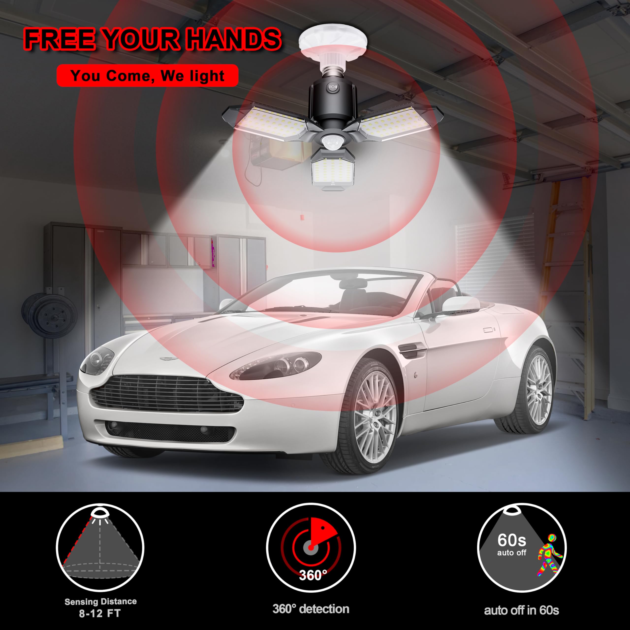 Craftersmark Motion Sensor Ceiling Light - 80W Led, Dusk To Dawn Sensor, Ultra Bright Shop Light Bulb, 2Pack For Garage, Barn, B