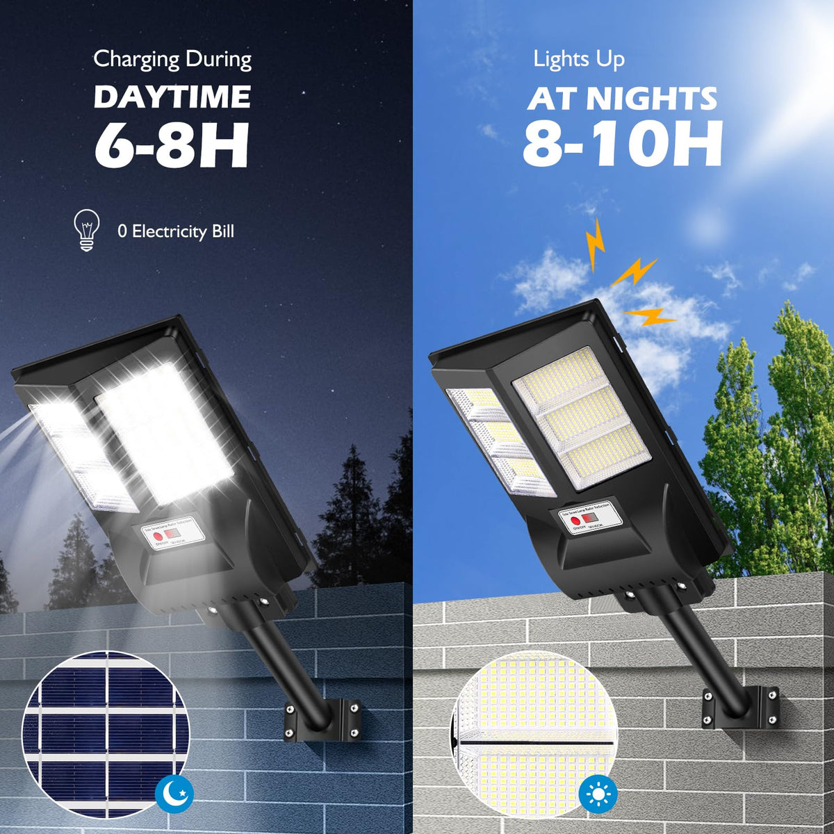 4 Pack Solar Street Lights Outdoor Waterproof 6500k 80000lm 756 Led Be