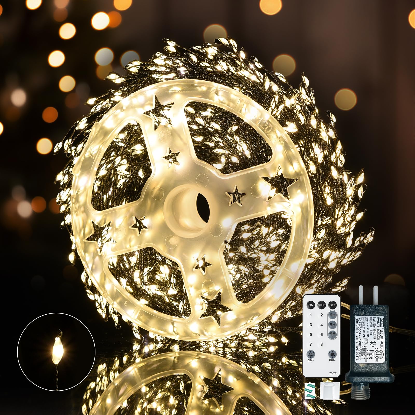 Dailyart Fairy Lights Plug In  1000 Led Twinkle String Light With Remote 75Ft Waterproof 8 Modes Warm Cluster Lights With Timer For Bedroom Wreath Window Wedding Christmas Tree Decoration Black Wire