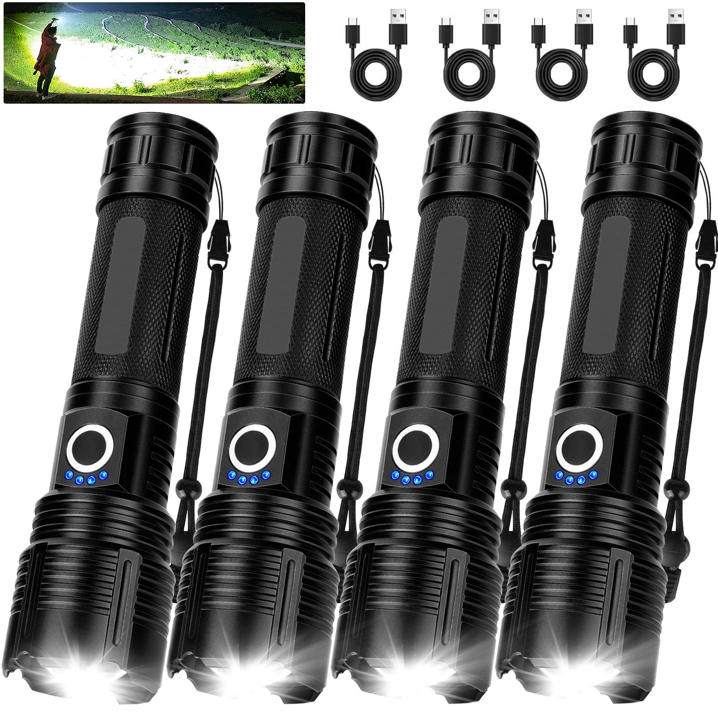 MILAOSHU 4 Pack Flashlight Rechargeable 99,000 High Lumens, Super Brig – Lightsdaddy MILAOSHU 4 Pack Flashlight Rechargeable 99,000 High Lumens, Super Brig – Lightsdaddy