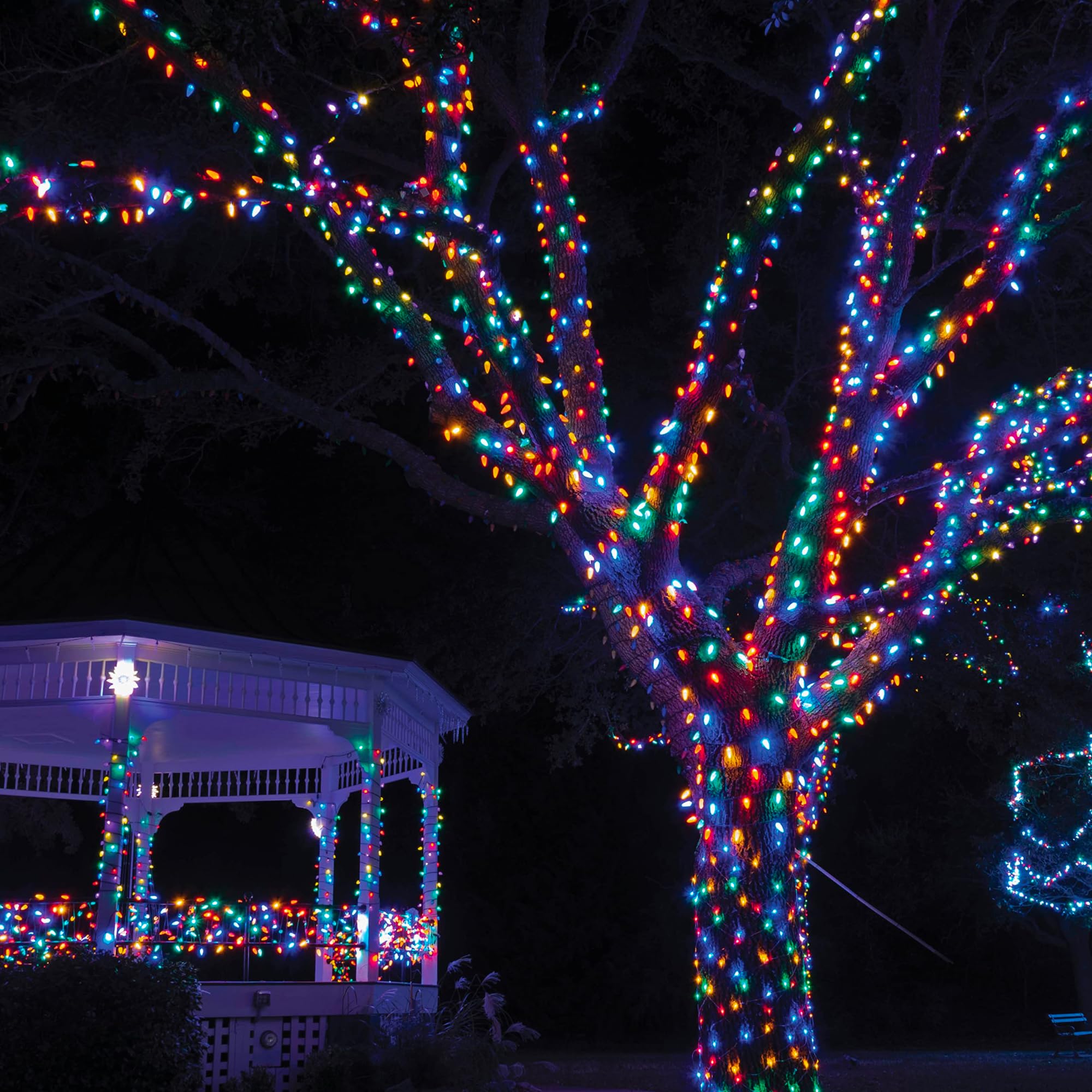 TW SHINE Solar Christmas Lights, 400 LED, 132 FT, 8 Modes, Waterproof, Multicolor, Model HB-200COI