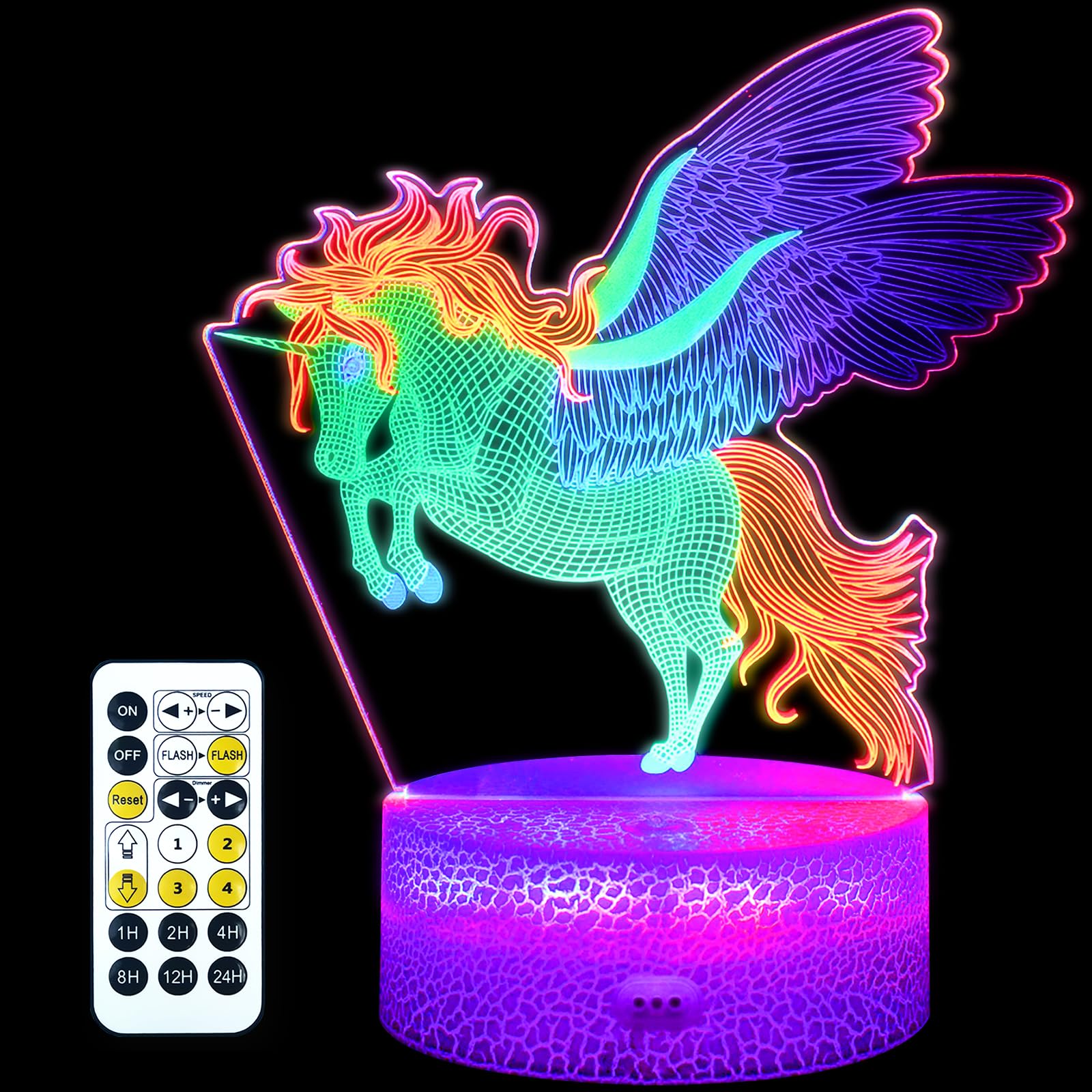 COBIKU Horse Night Light, 3D Illusion Lamp with Remote Control, Timer, Multi-Color Changing, Dimmable Kids Bedroom Lamp, Led Nig