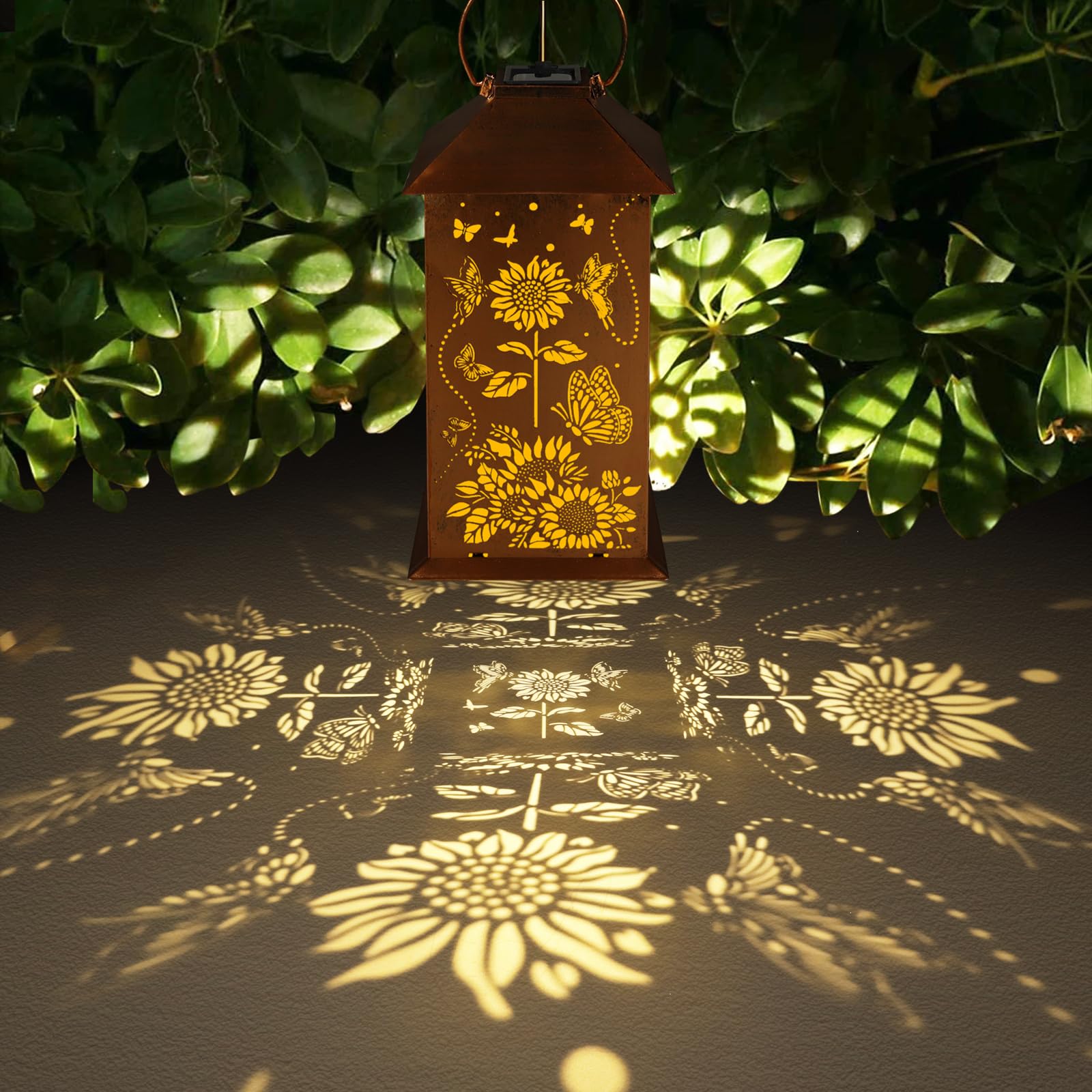 Sunflower Solar Lantern Outdoor Waterproof Hanging Christmas Lights Sunflower Butterfly Garden Decor Birthdays Gifts For Women M