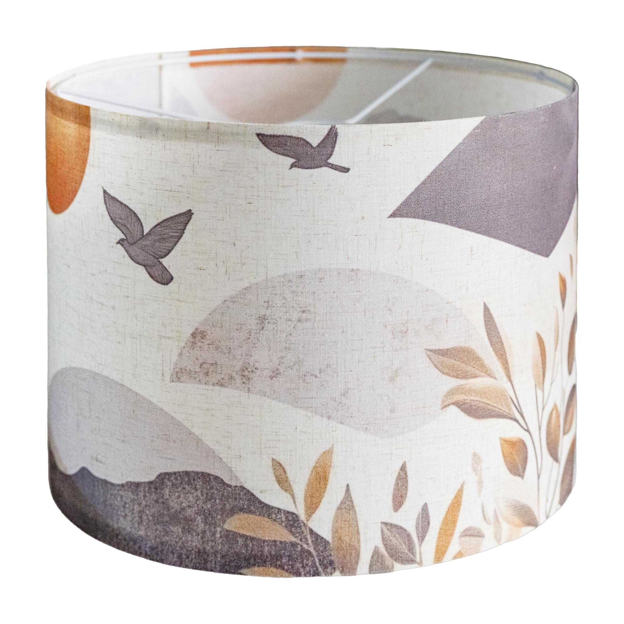 deeinglif Fabric Drum Lampshades for Table  Floor Lamps  13 Top x 13 Bottom x 10 High (Spider)  Medium Size  Small Size Replacement  Vintage Bird Lampshades  Western  Boho Wabi-Sabi Style