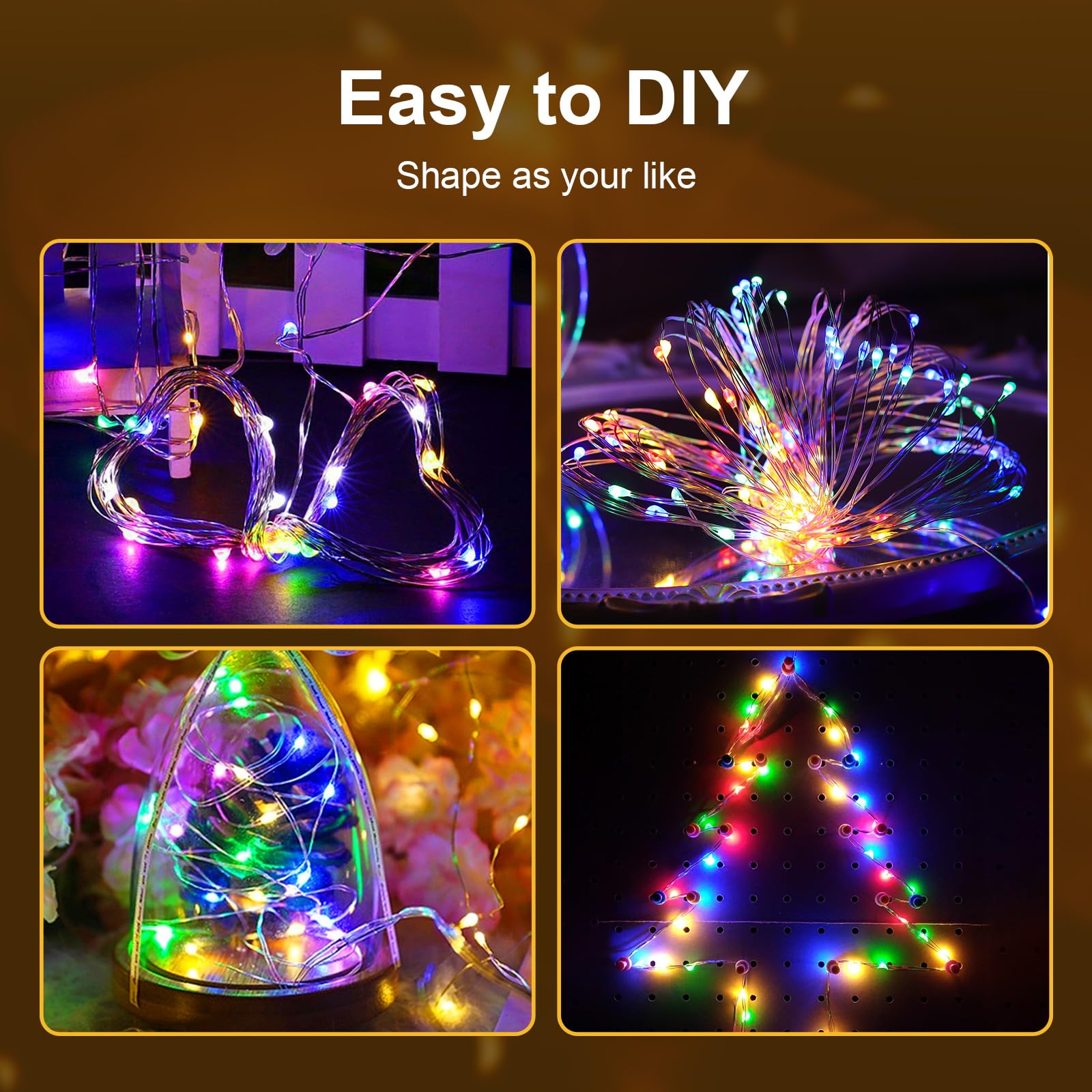 ZGWJ USB Fairy Lights, 50 LED Twinkle String Lights, 16FT, 2 Pack with Remote, Waterproof, Multicolor