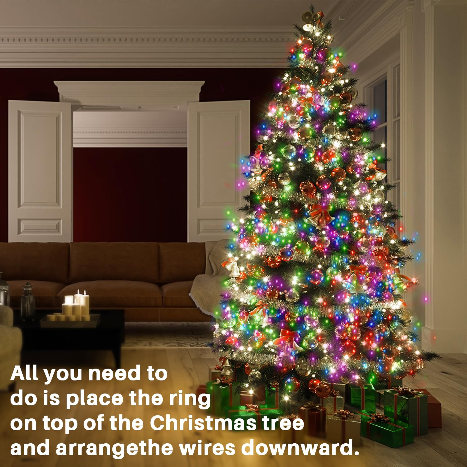 VIL Christmas Tree Lights, 9.9Ft 544 LED Multicolor Fairy Lights, Dimmable Cascading Twinkle Lights, Model SW-LSL-03-480