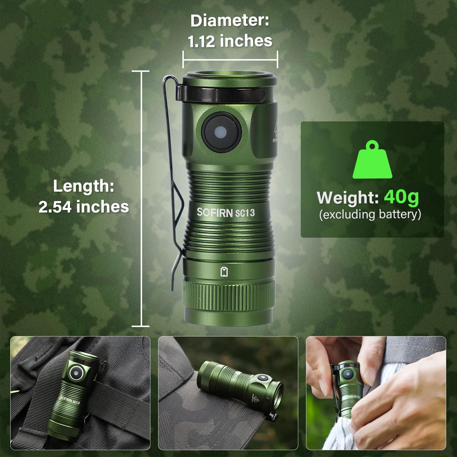 Sofirn Sc13 Hcri Small Led Flashlight Type-C Rechargeable, Bright Pocket Flashlight 1100 Lumens With 519A Led, 90 High Cri Mini