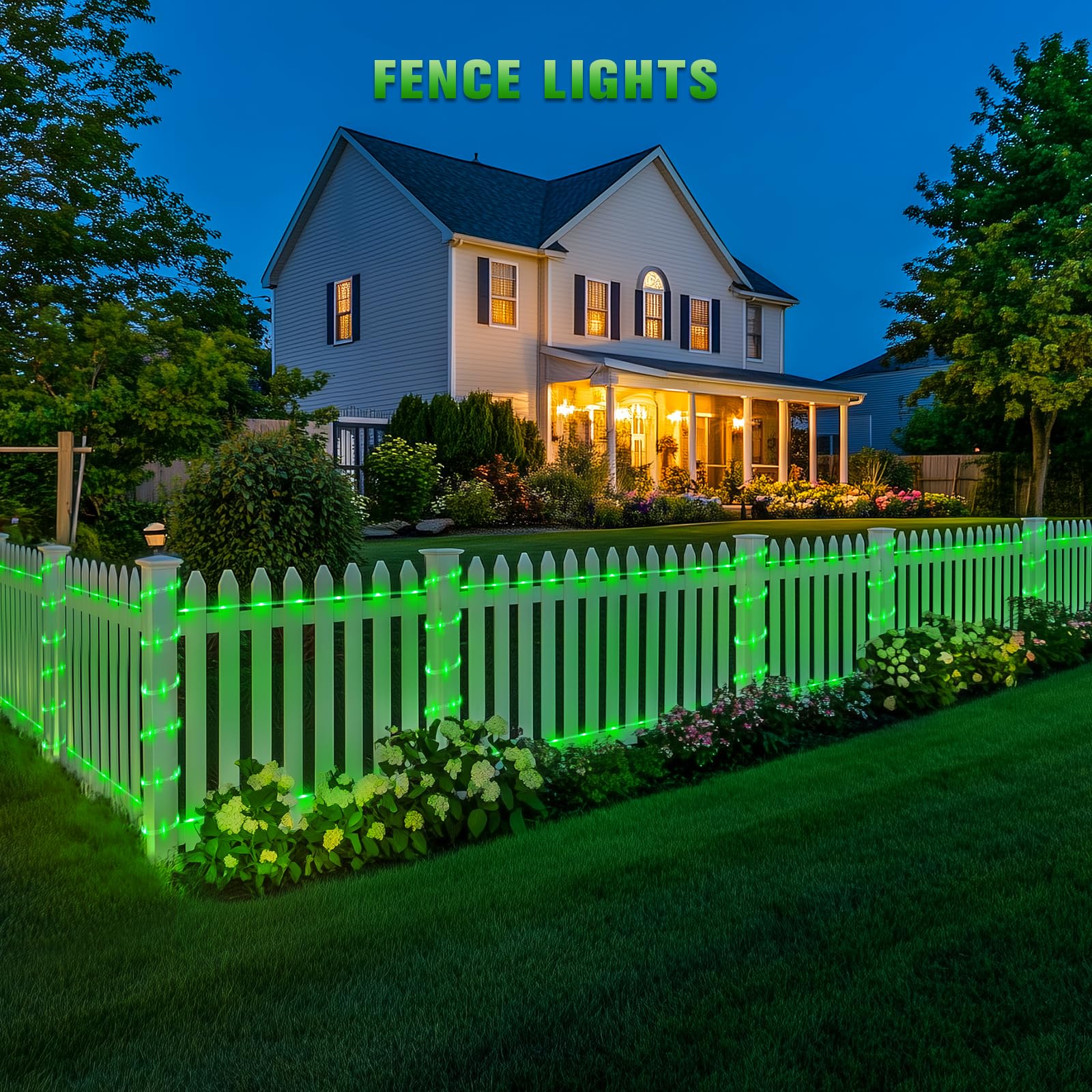 JMEXSUSS Solar Rope Lights 200LED, 66ft Green Waterproof String Lights, 8 Modes for Outdoor Use