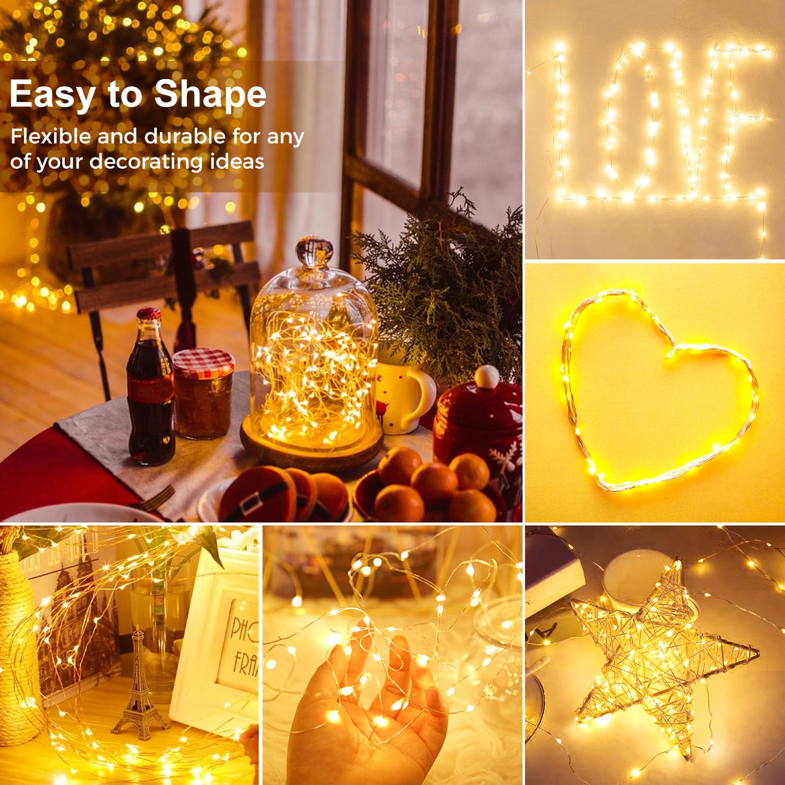 kolpop LED Fairy Lights - 12 Pack Warm White Battery Operated Waterproof Twinkle String Lights for Mason Jars & Parties